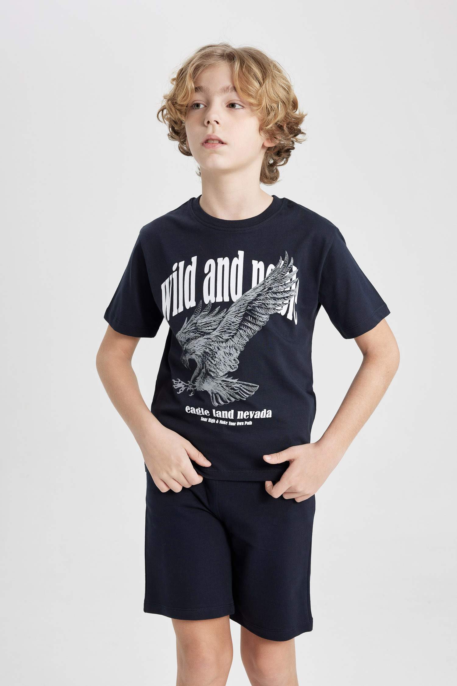Boy Printed Short Sleeve T-Shirt Shorts 2 Piece Set