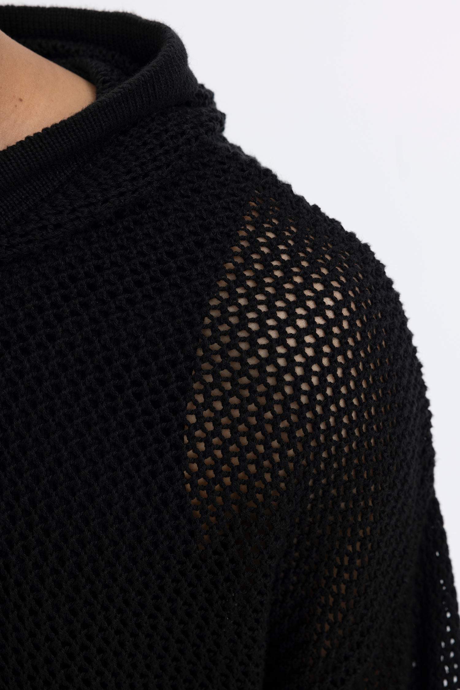 Regular Fit Kapüşonlu Kroşe Delikli Triko Sweatshirt