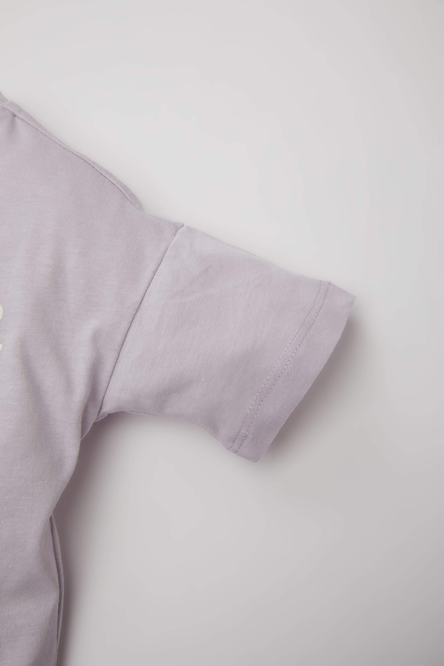 Kız Bebek Bisiklet Yaka Baskılı Kısa Kollu Tişört