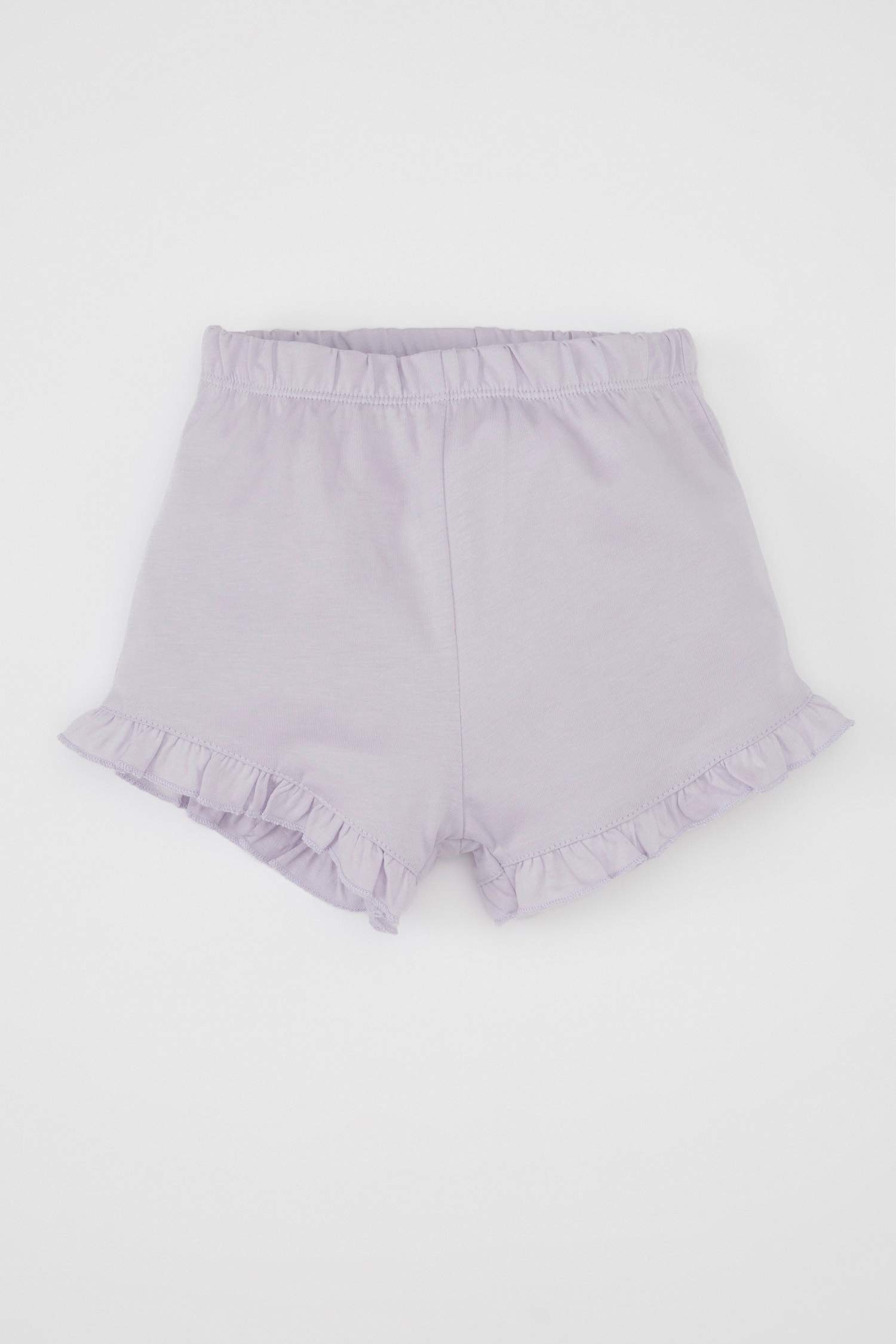 Kız Bebek 2'li Takım Bisiklet Yaka Baskılı Kısa Kollu Tişört Şort