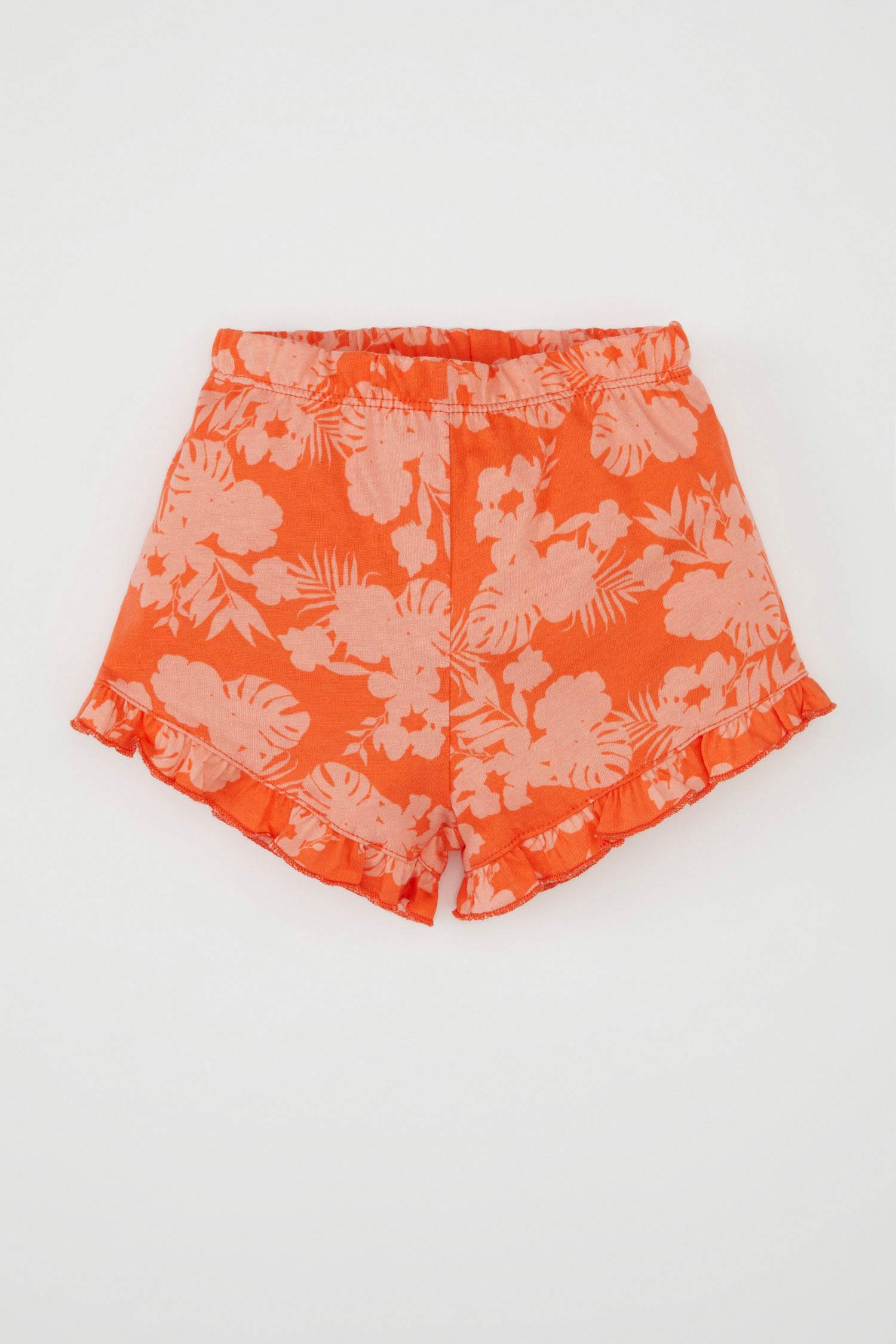 Kız Bebek 2'li Takım Bisiklet Yaka Baskılı Kısa Kollu Tişört Desenli Şort