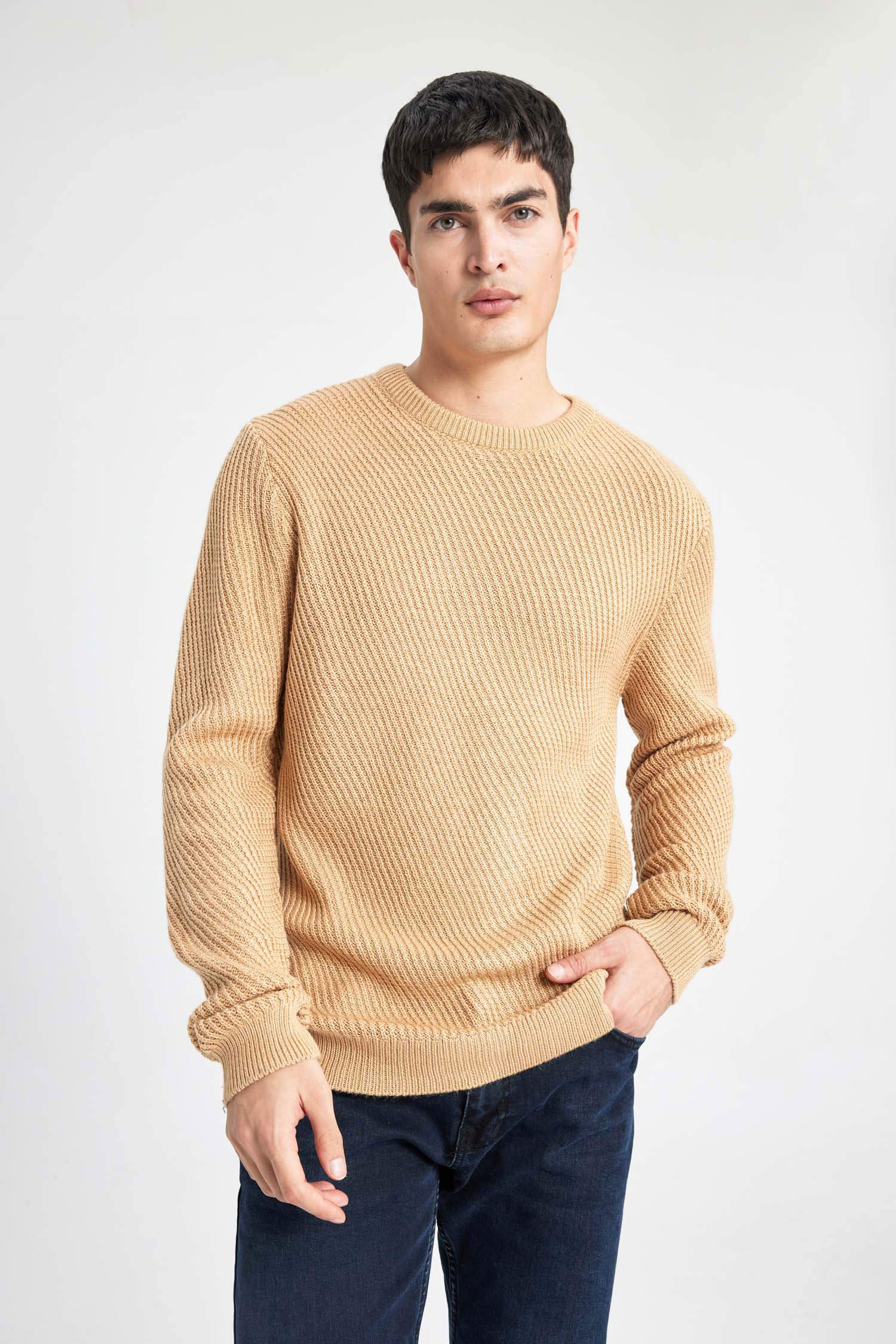 стандарт пішім дөңгелек жаға трикотаж Пулловер