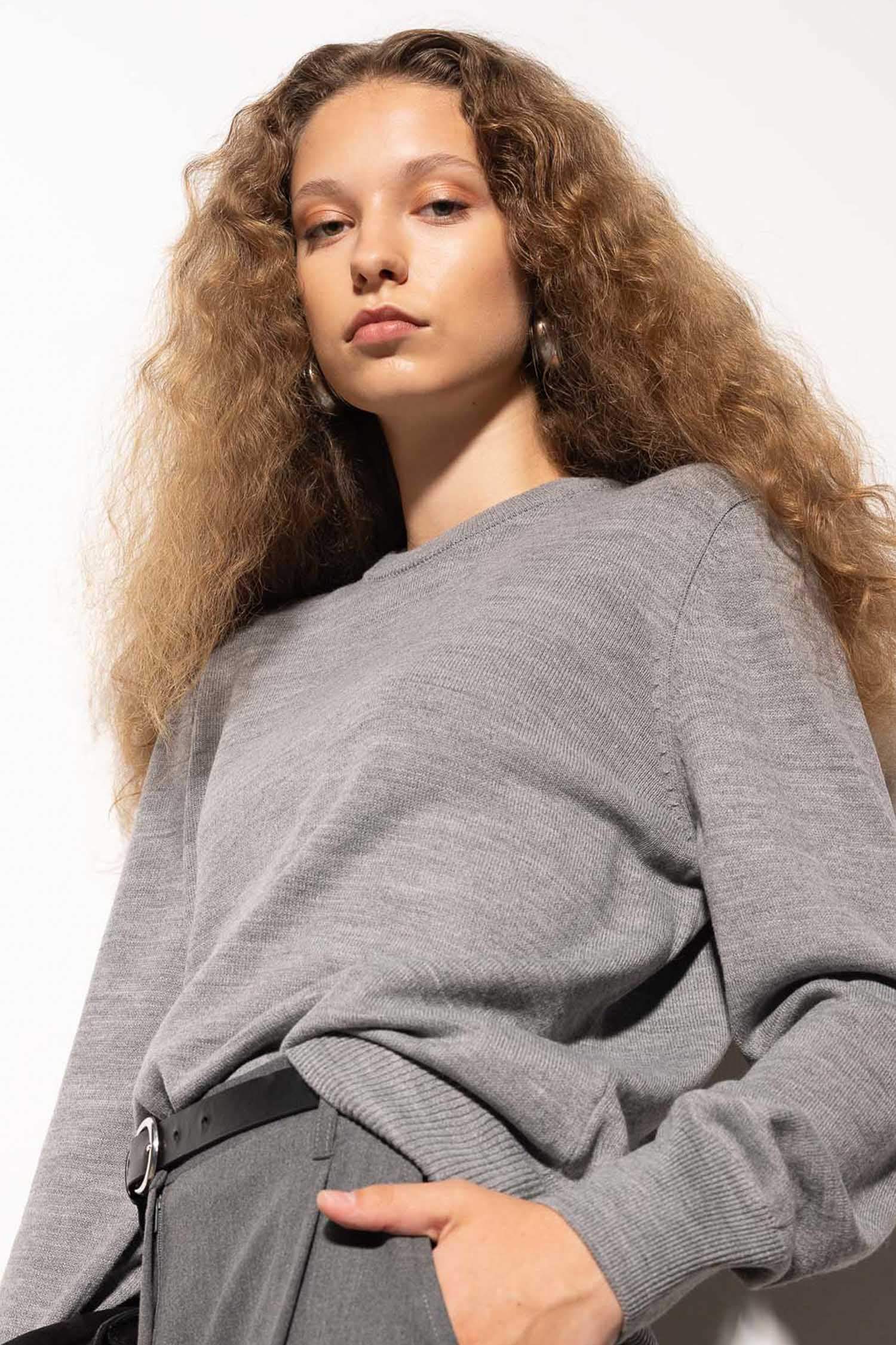 Regular Fit Yumuşak Dokulu Bisiklet Yaka Basic Düz Triko Kazak