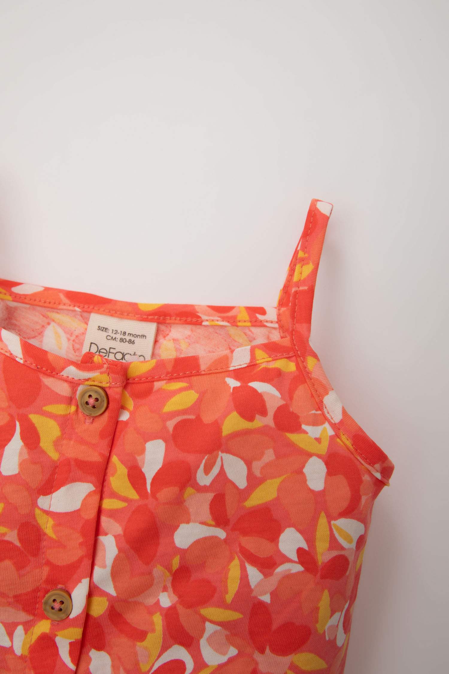 Baby Girl Patterned Strappy Short Jumpsuit