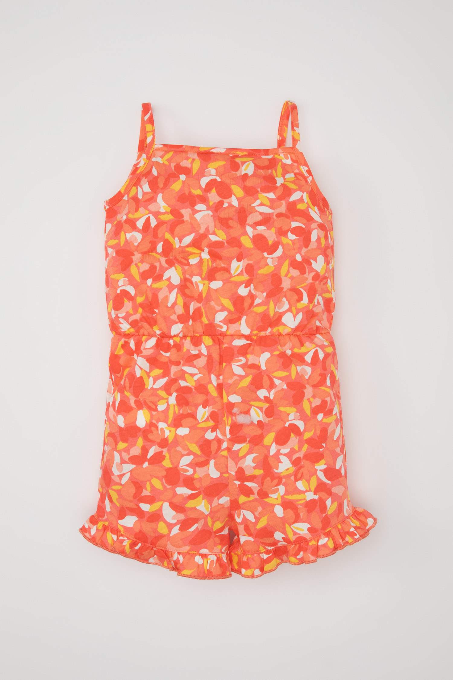 Baby Girl Patterned Strappy Short Jumpsuit