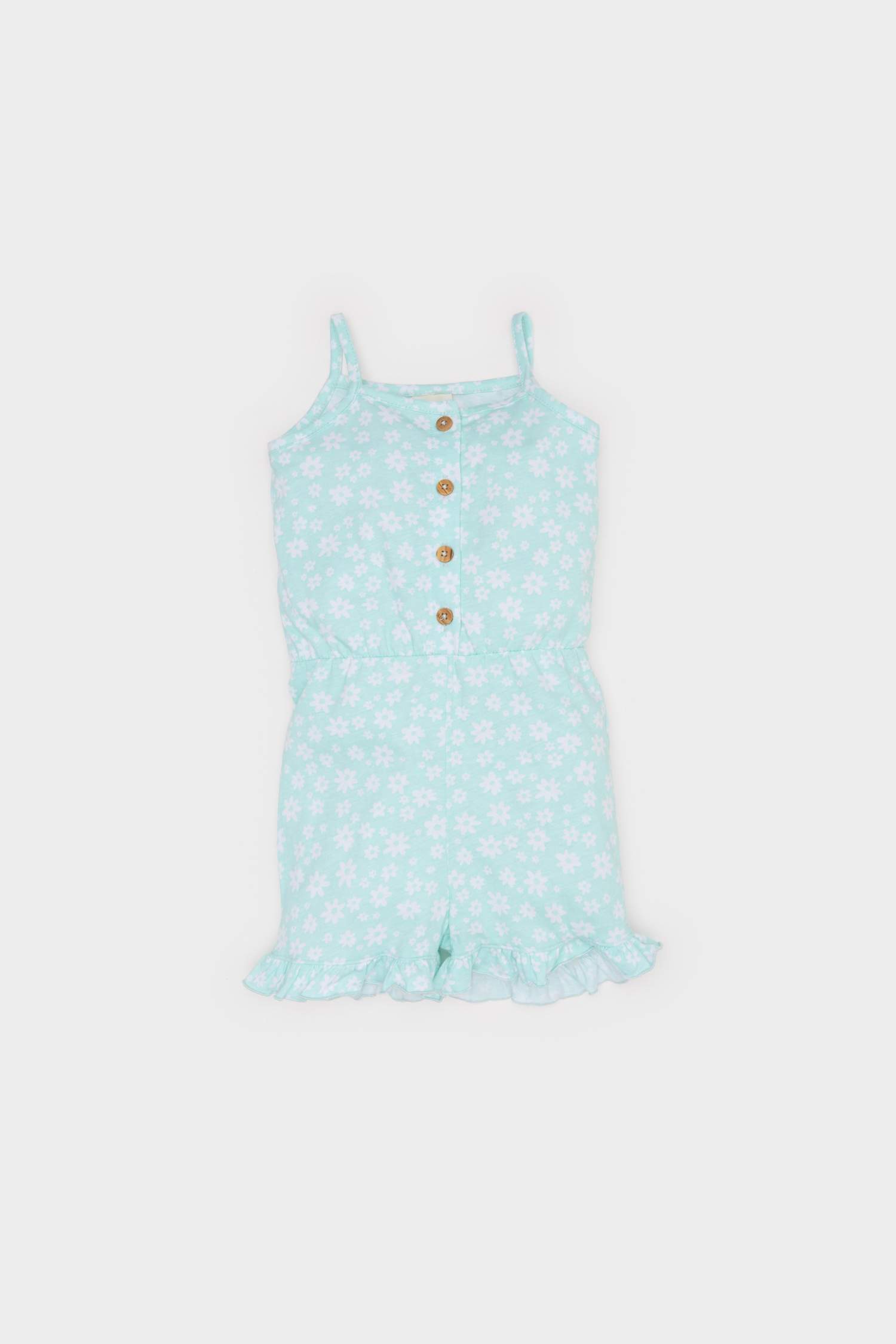 Kız Bebek Desenli Askılı Tulum