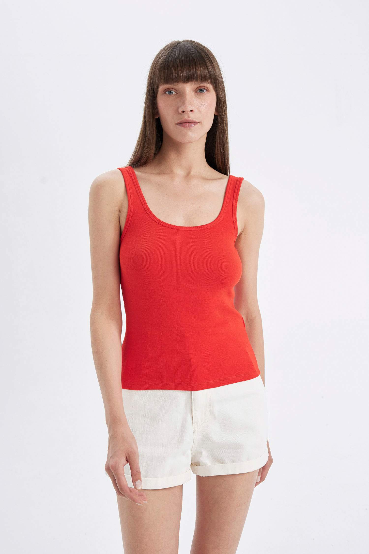Slim Fit Ribana Crew Neck Sleeveless Tank Top