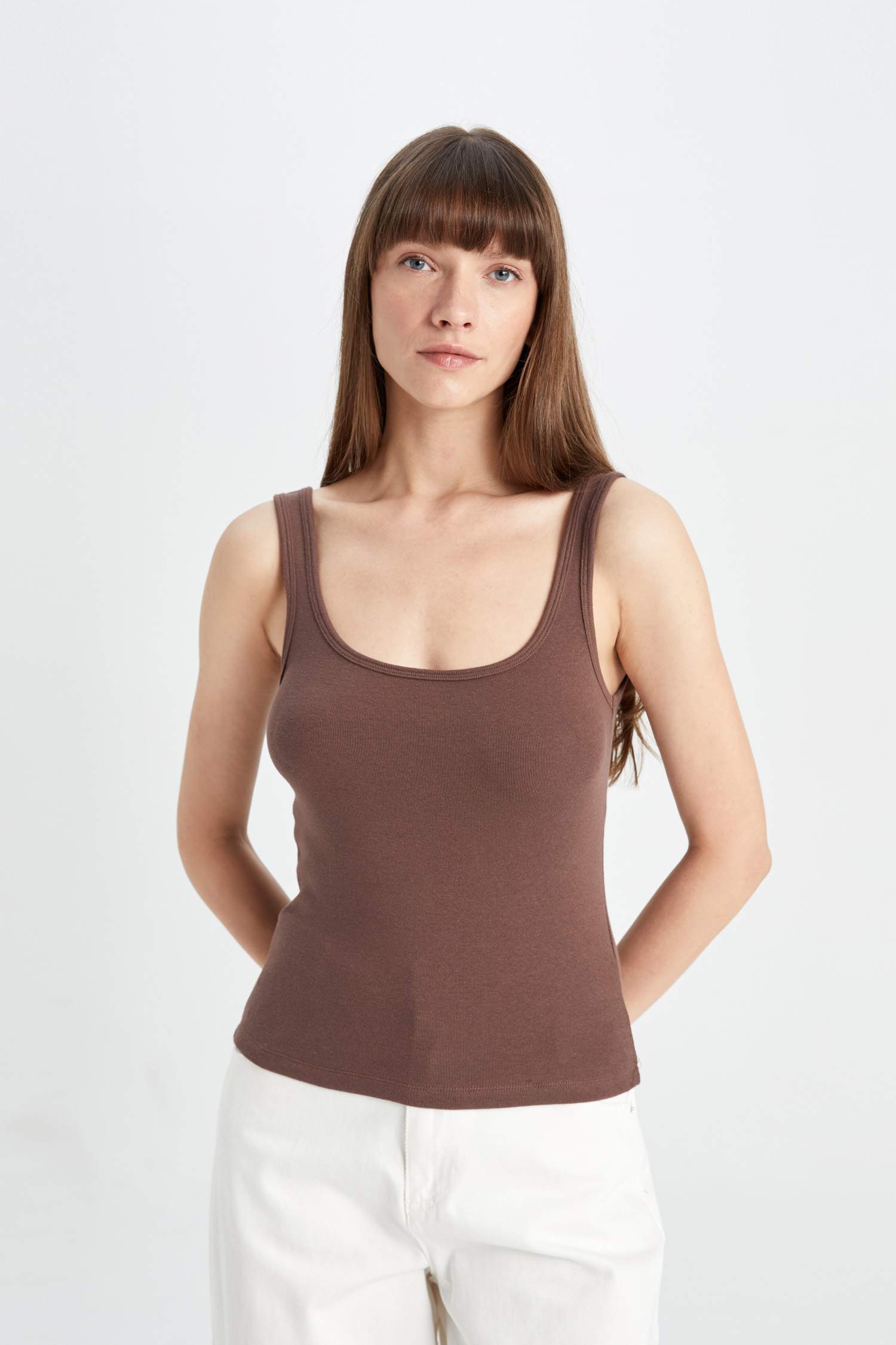 Slim Fit Crew Neck Ribbed Tank Top