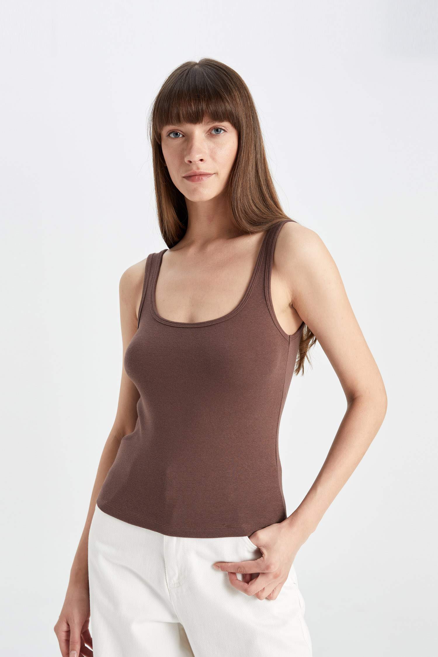 Slim Fit Crew Neck Ribbed Tank Top