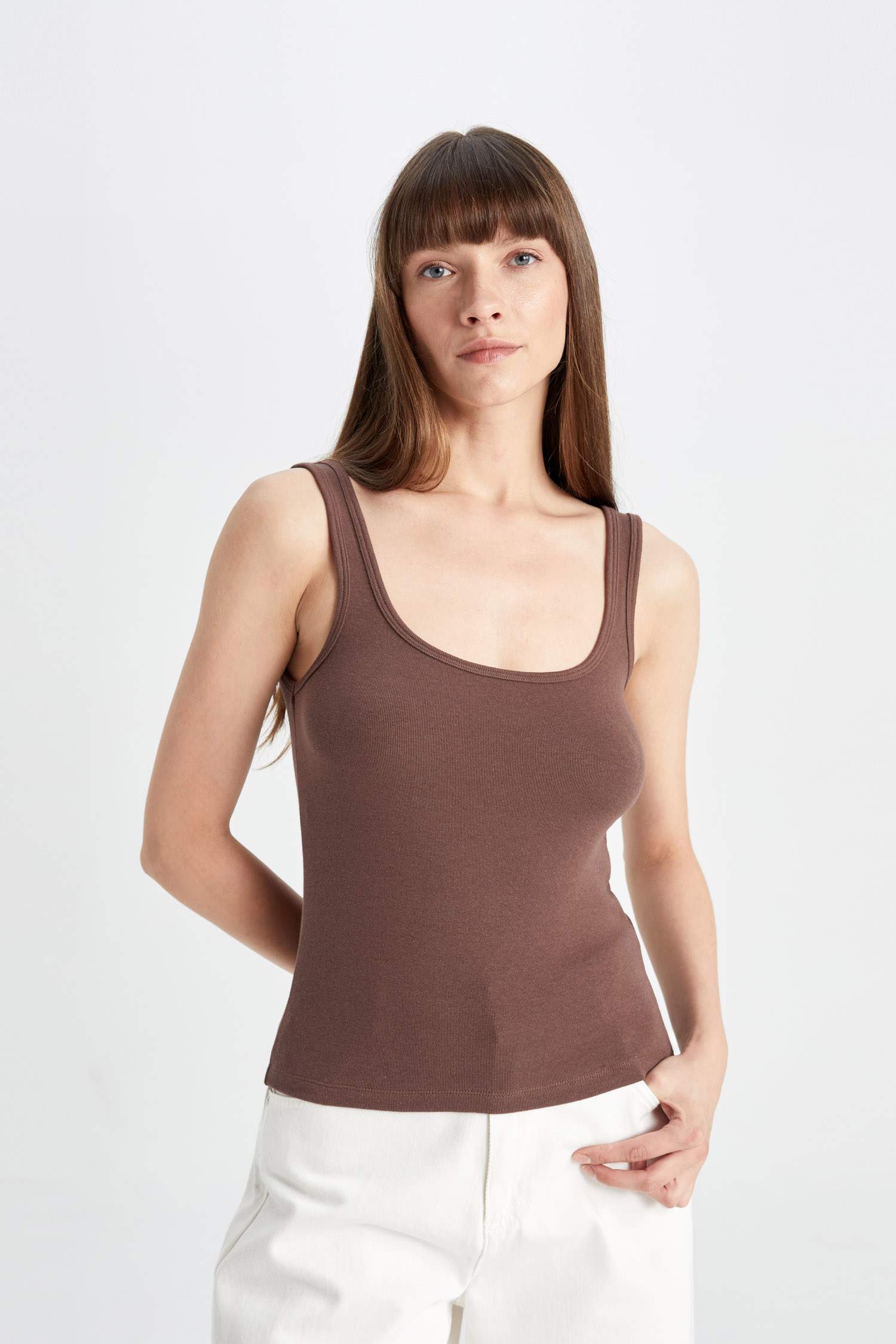 Slim Fit Crew Neck Ribbed Tank Top