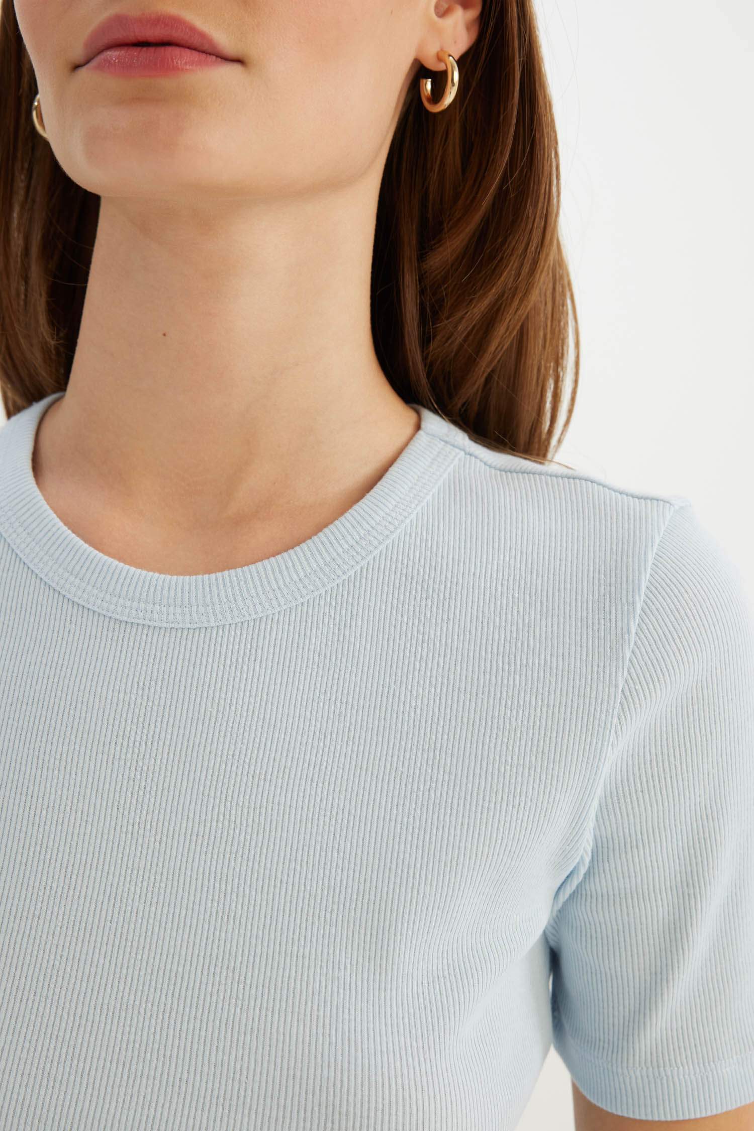 T-shirt basique col rond à manches courtes