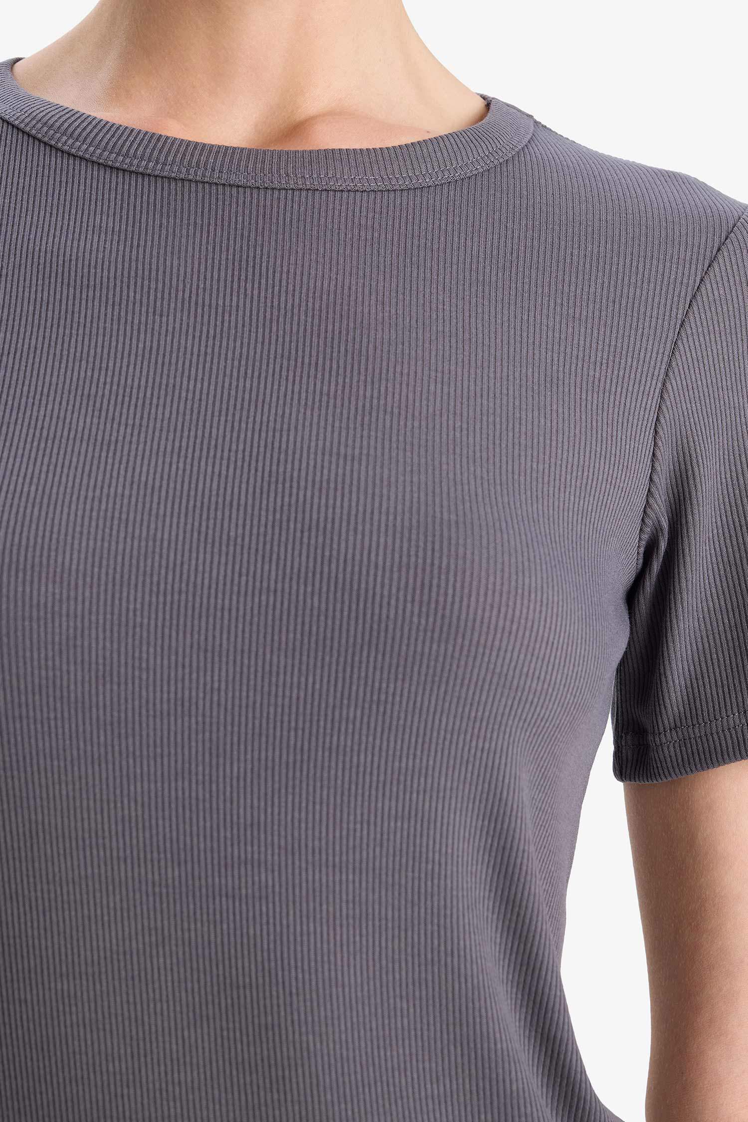 Slim Fit Basic Ribbed Camisole Short Sleeve T-Shirt