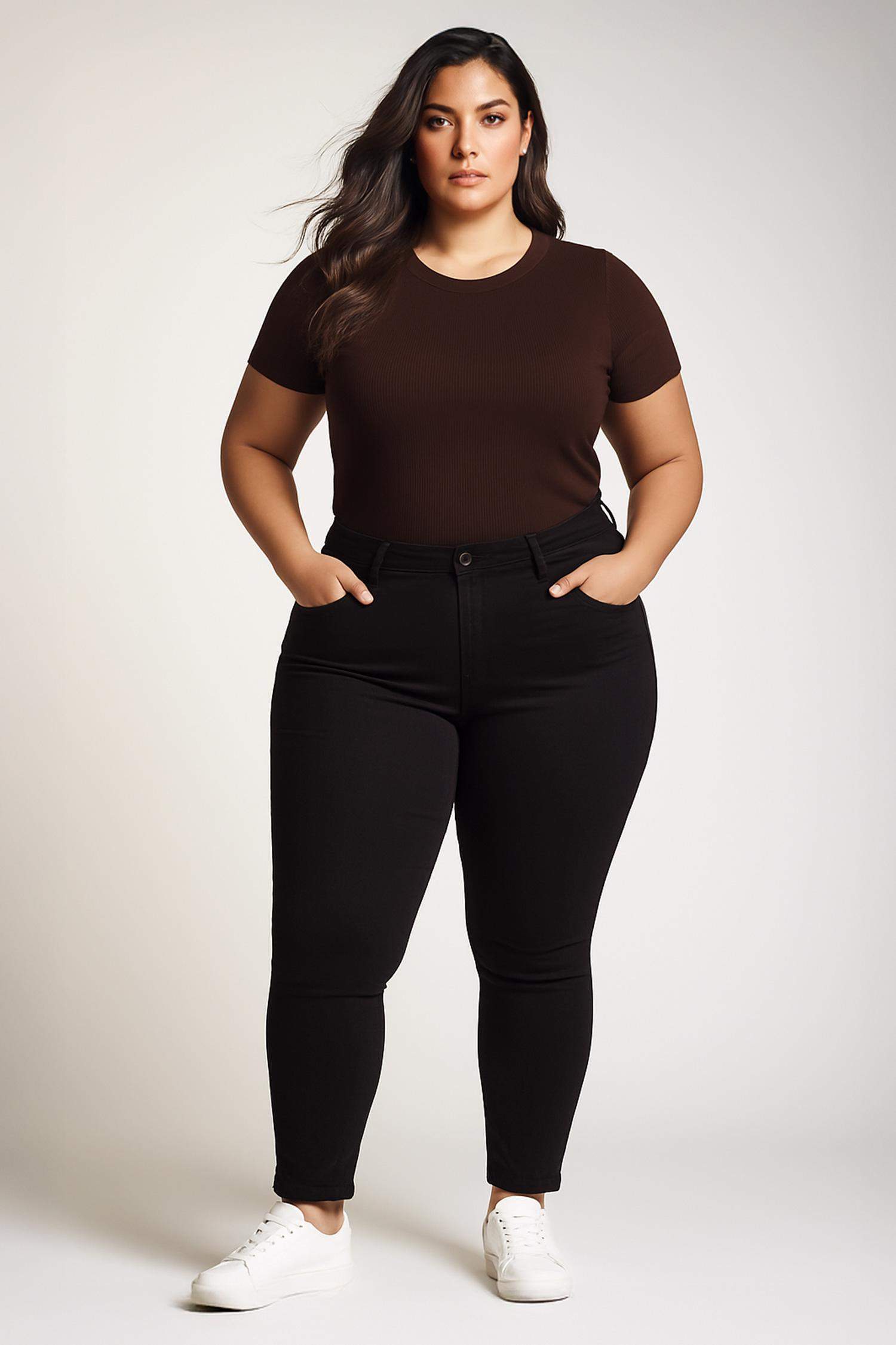 Slim Fit Dar Kesim Bisiklet Yaka Fitilli Kaşkorse Basic Düz Kısa Kollu Tişört