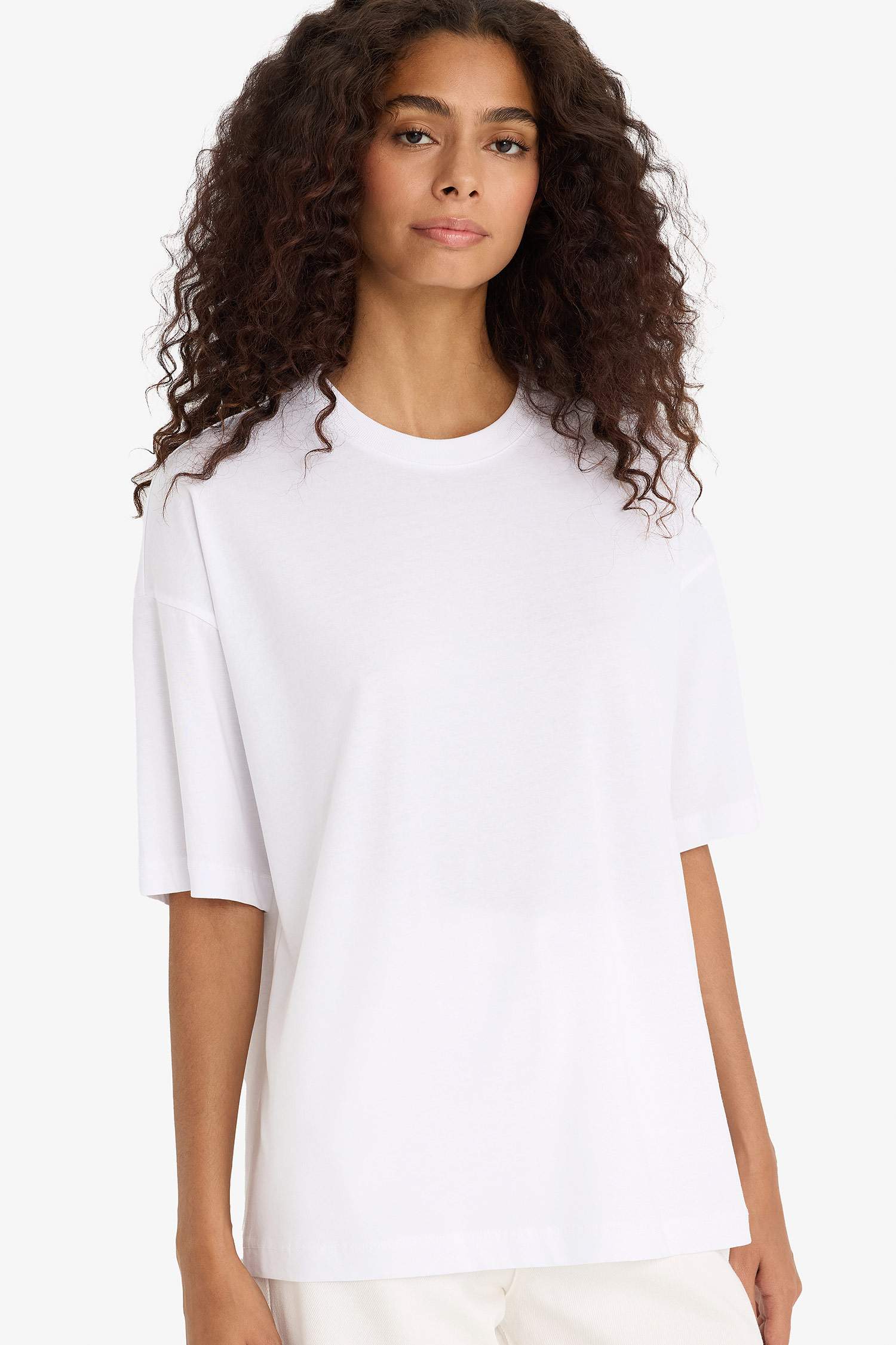Oversize Fit Basic Cotton Short Sleeve T-Shirt