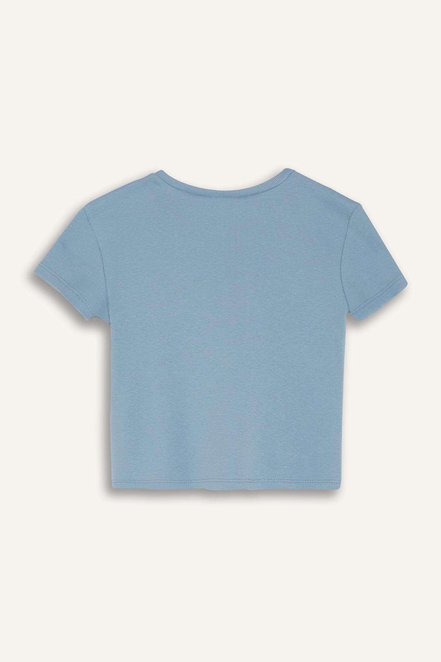 Girl Slim Fit Crew Neck Basic Ribbed T-Shirt