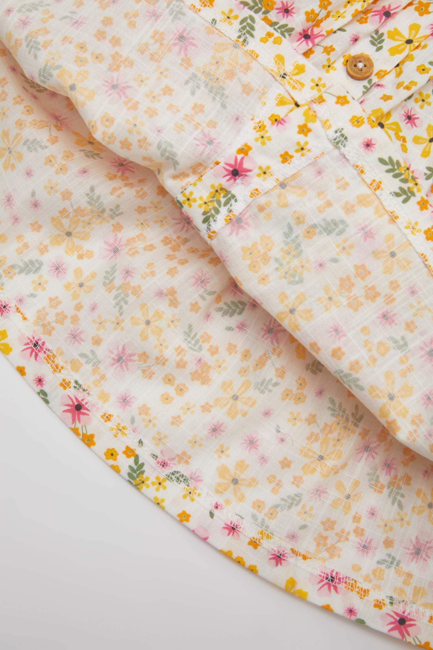 Robe à motifs aspect lin à manches courtes pour bébé fille