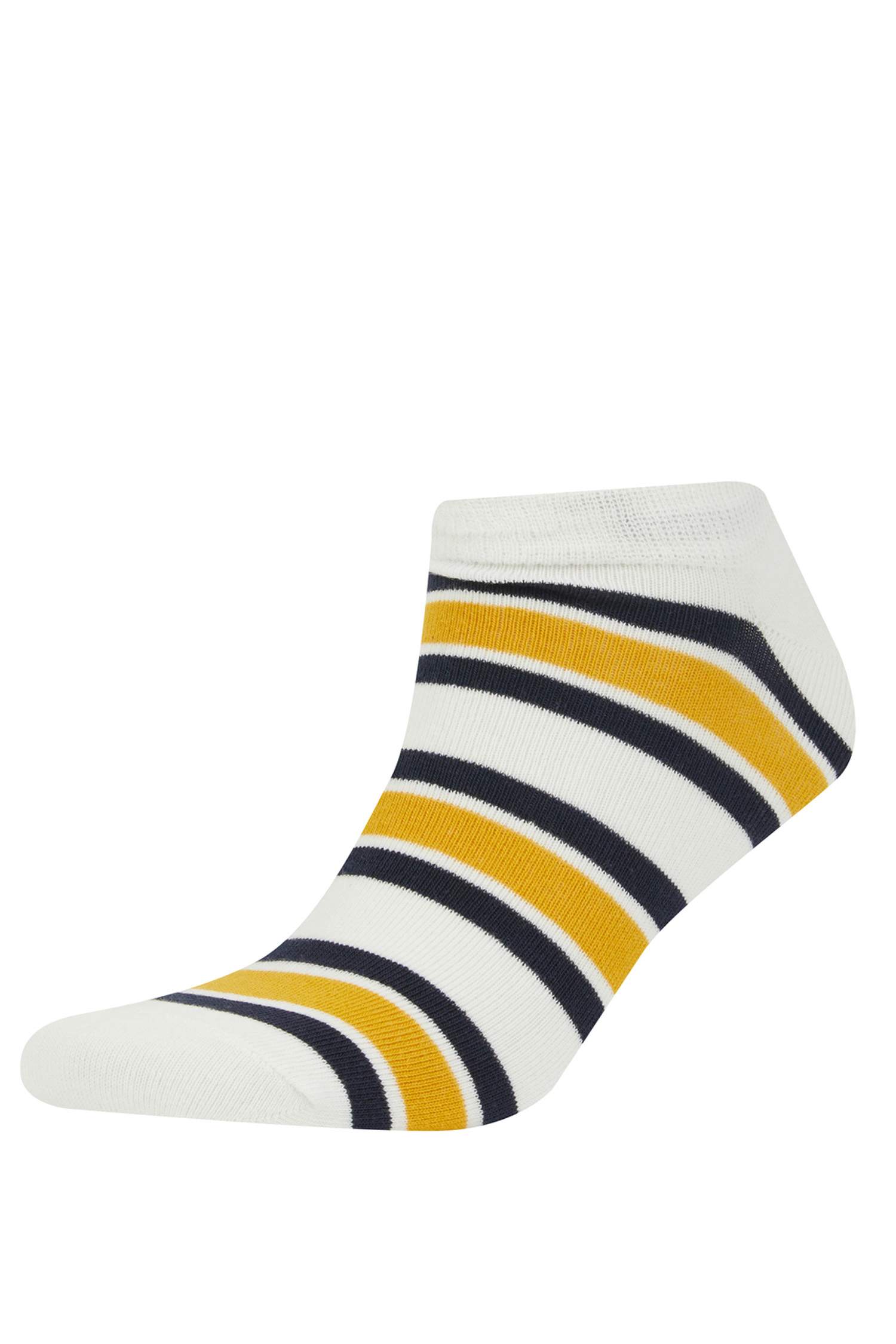 Man Striped 5 Piece Cotton Booties Socks