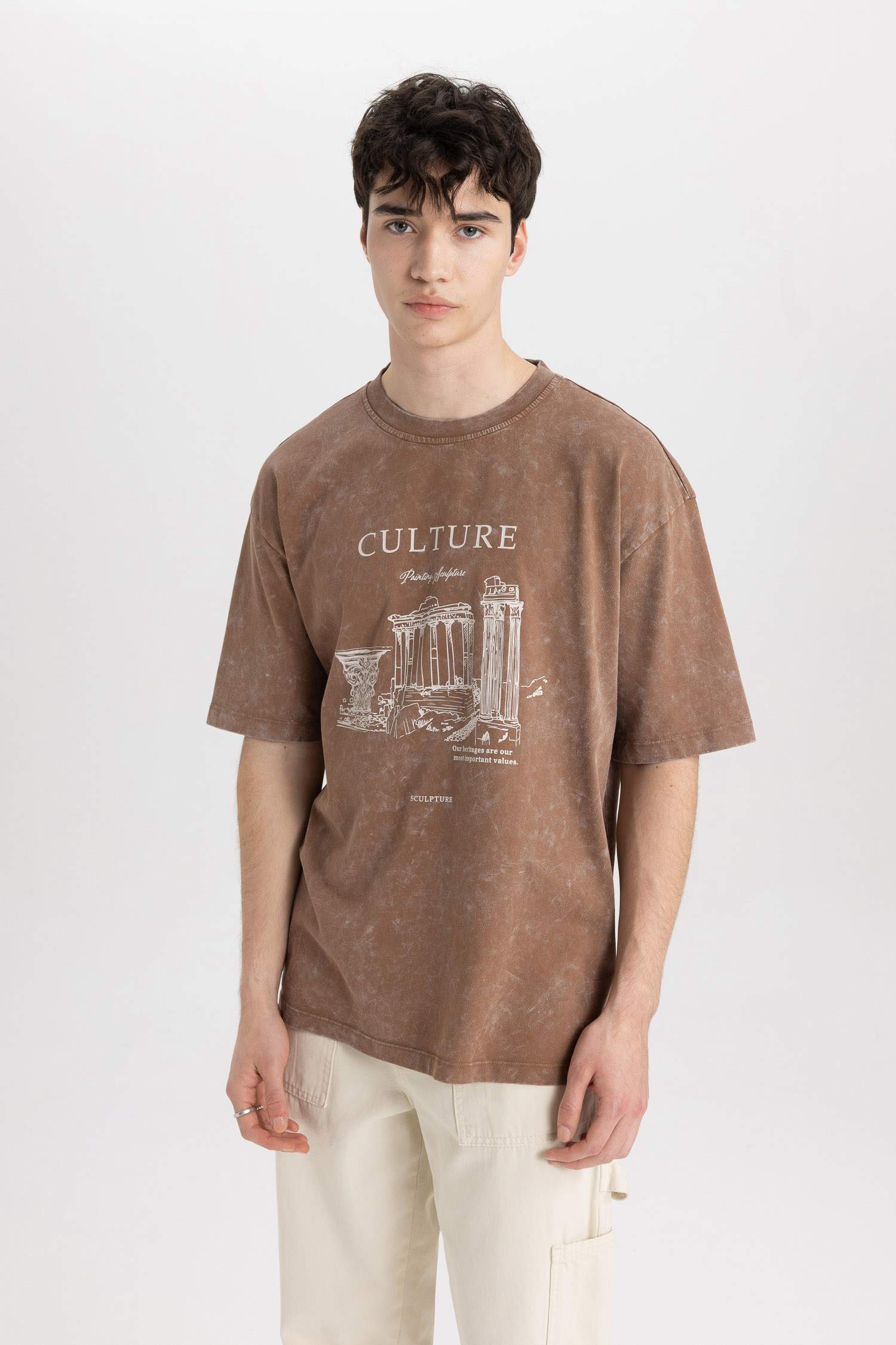 Oversize Fit Crew Neck Printed T-Shirt