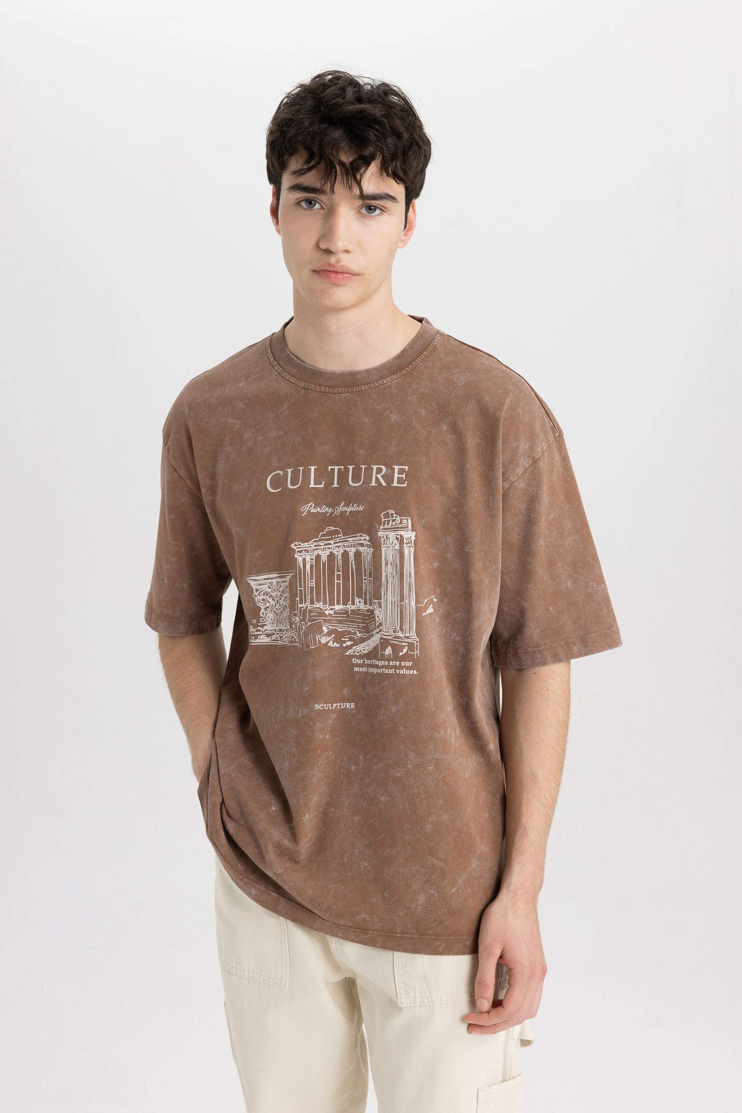 Oversize Fit Crew Neck Printed T-Shirt