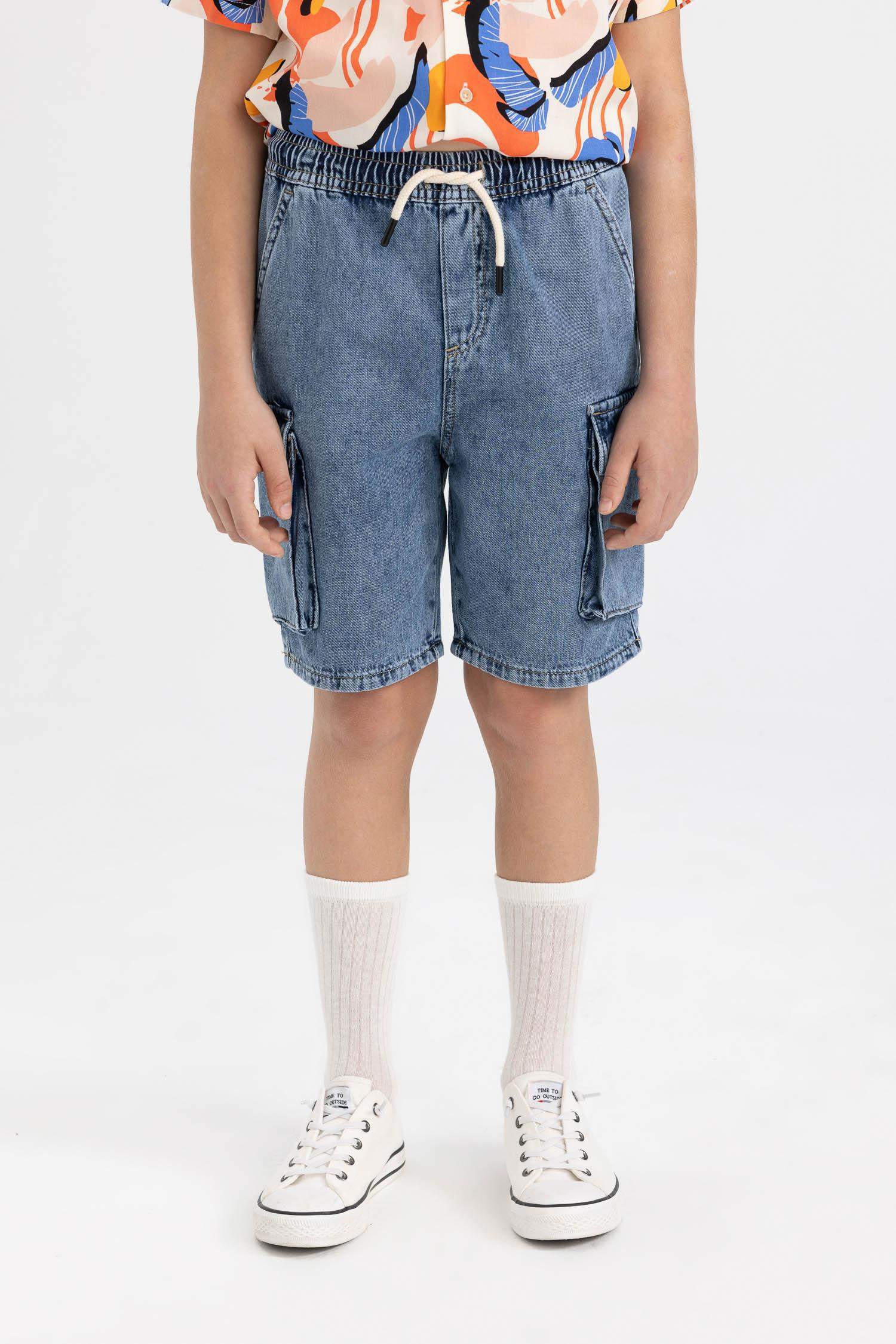 شورت جينز كارجو ولادي بجيب