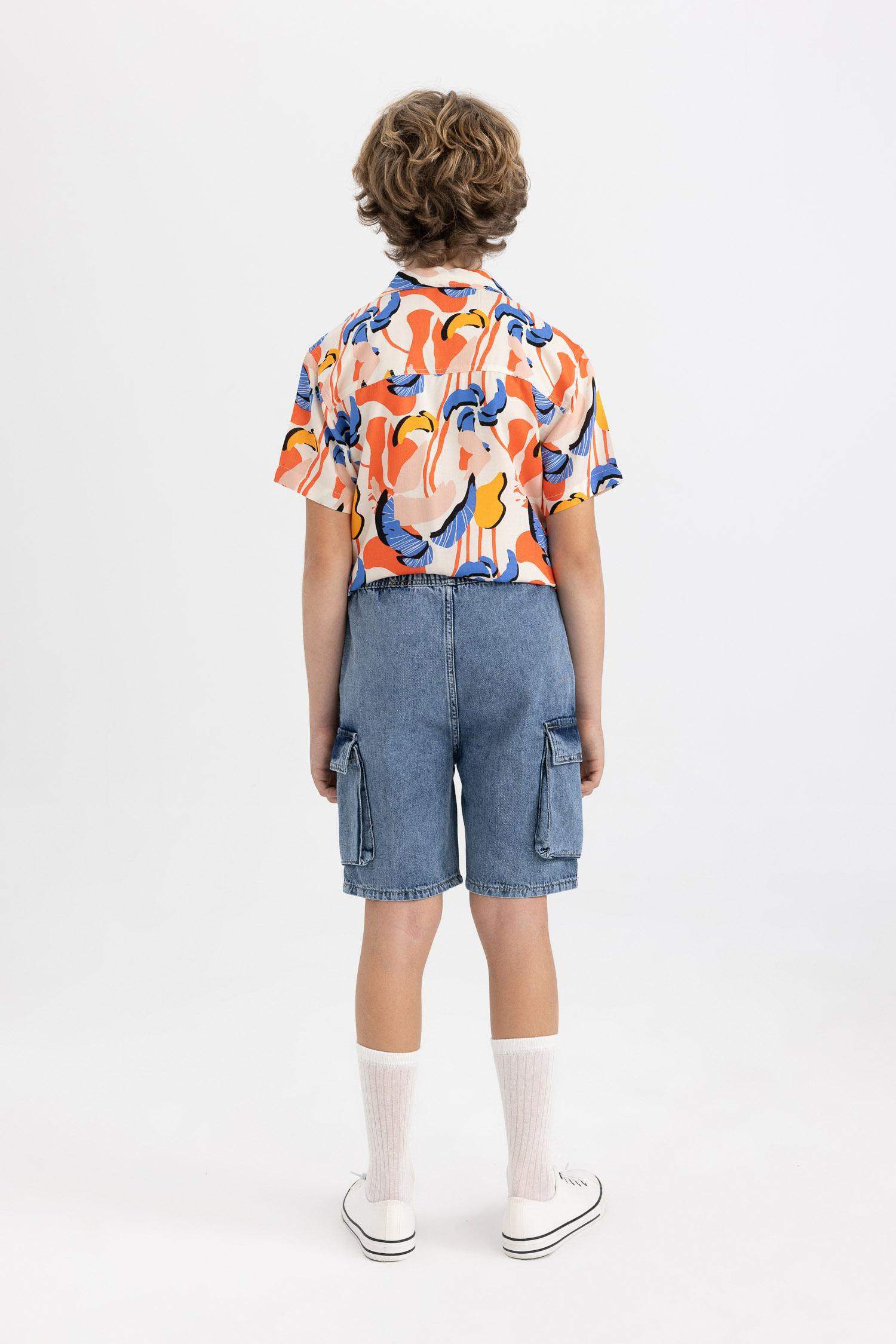 شورت جينز كارجو ولادي بجيب