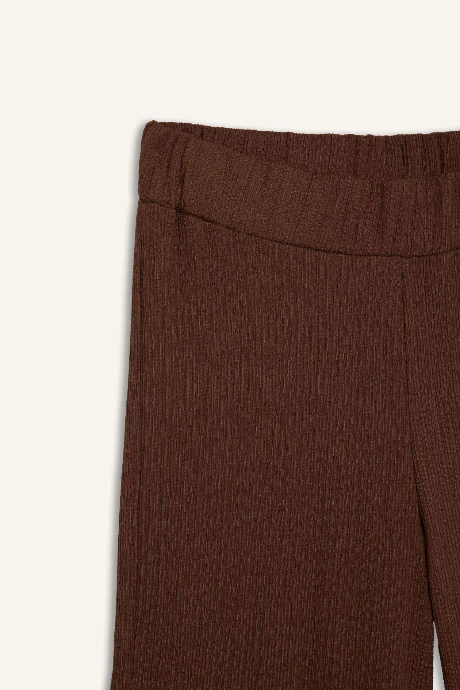 Bürümcük Pantolon Wide Leg Geniş Bol Paça Beli Lastikli