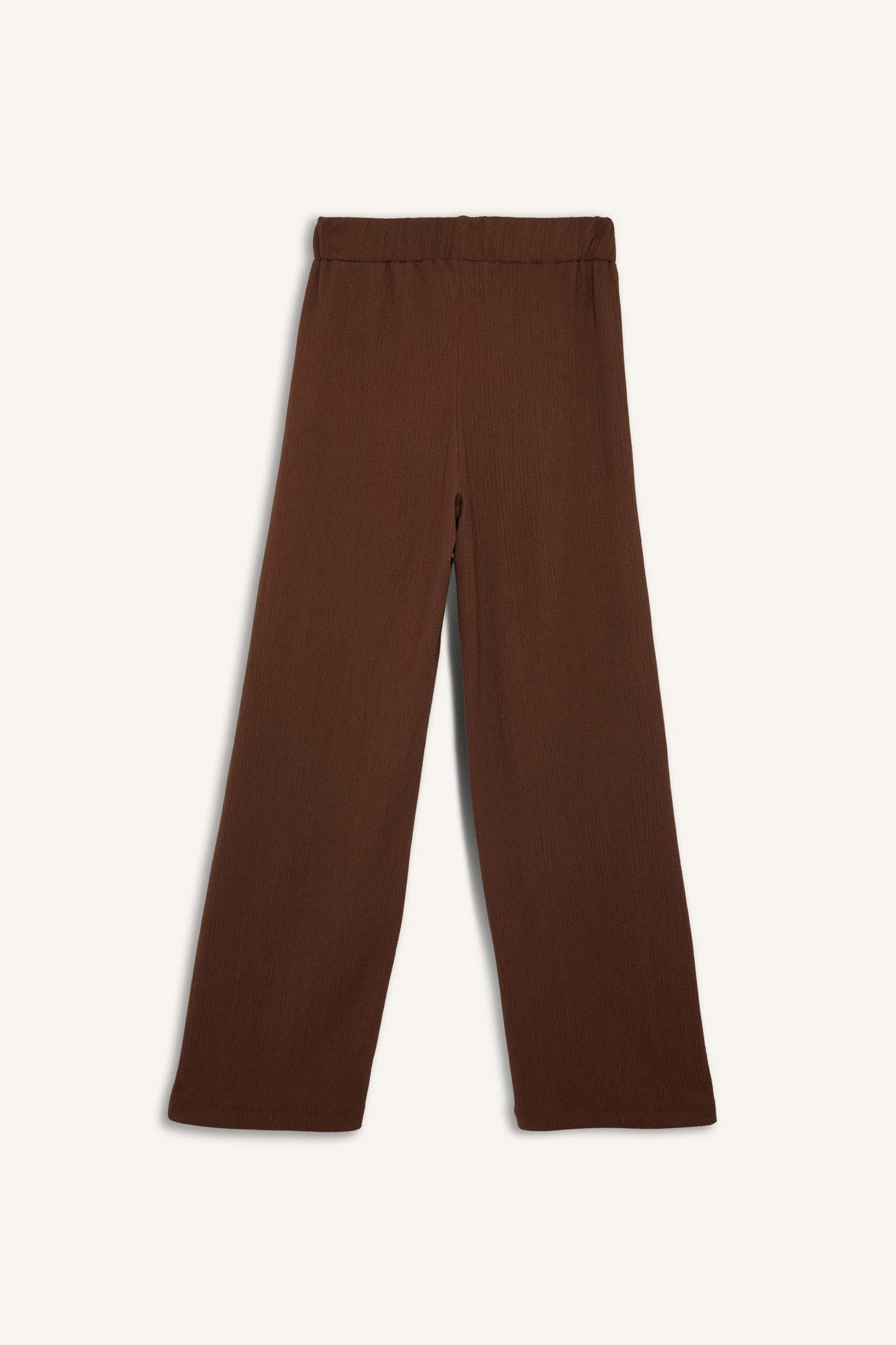 Bürümcük Pantolon Wide Leg Geniş Bol Paça Beli Lastikli