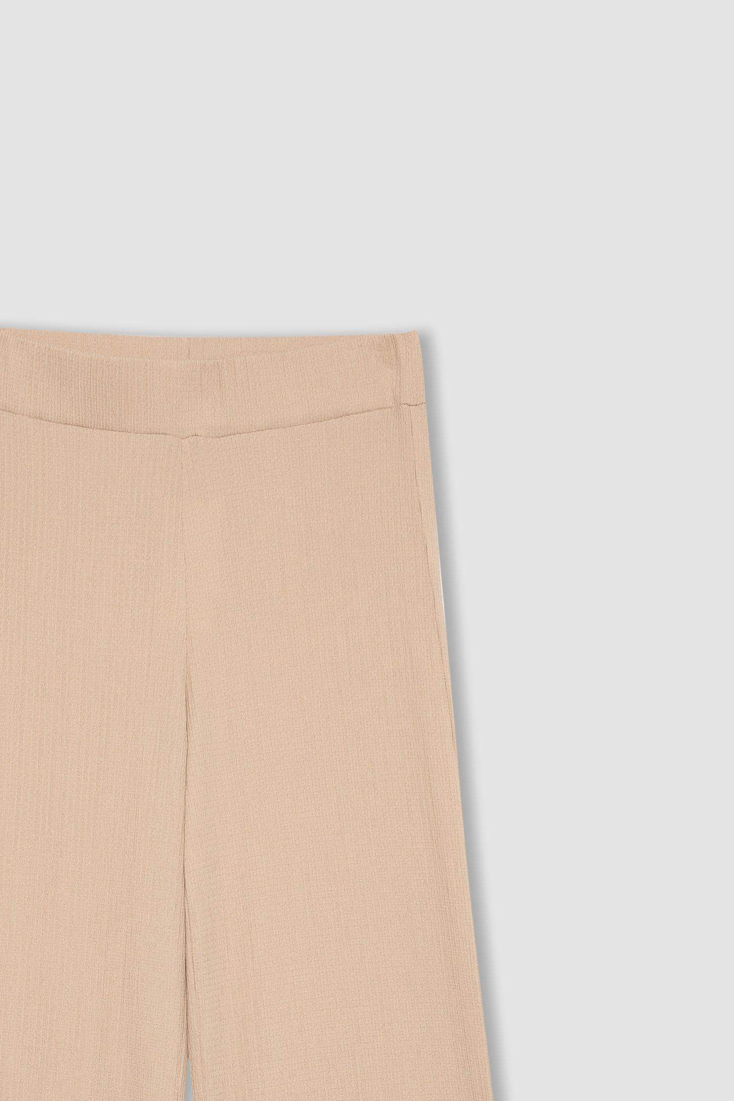Bürümcük Pantolon Wide Leg Geniş Bol Paça Beli Lastikli