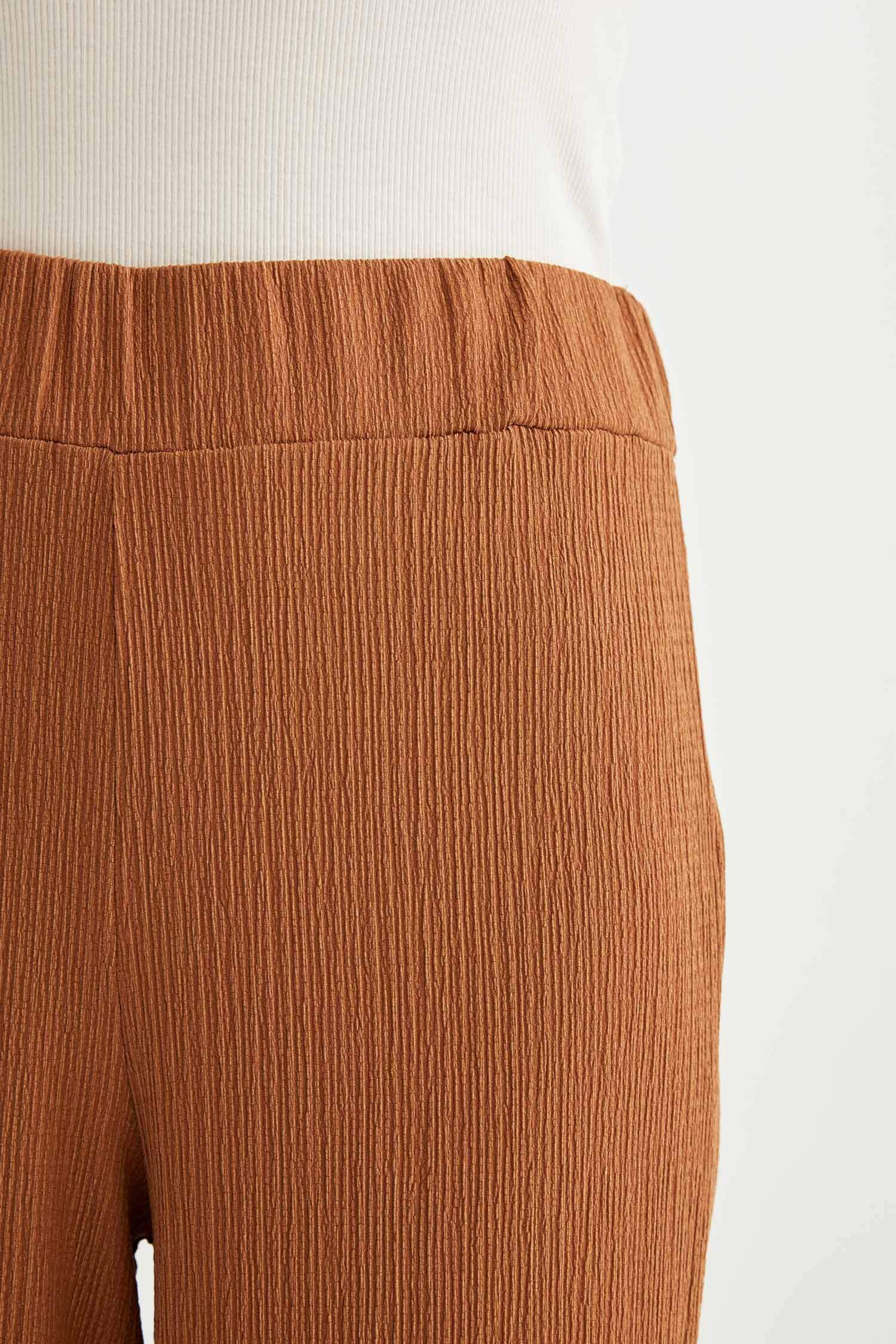 Wide Leg Geniş Bol Paça Beli Lastikli Bürümcük Pantolon