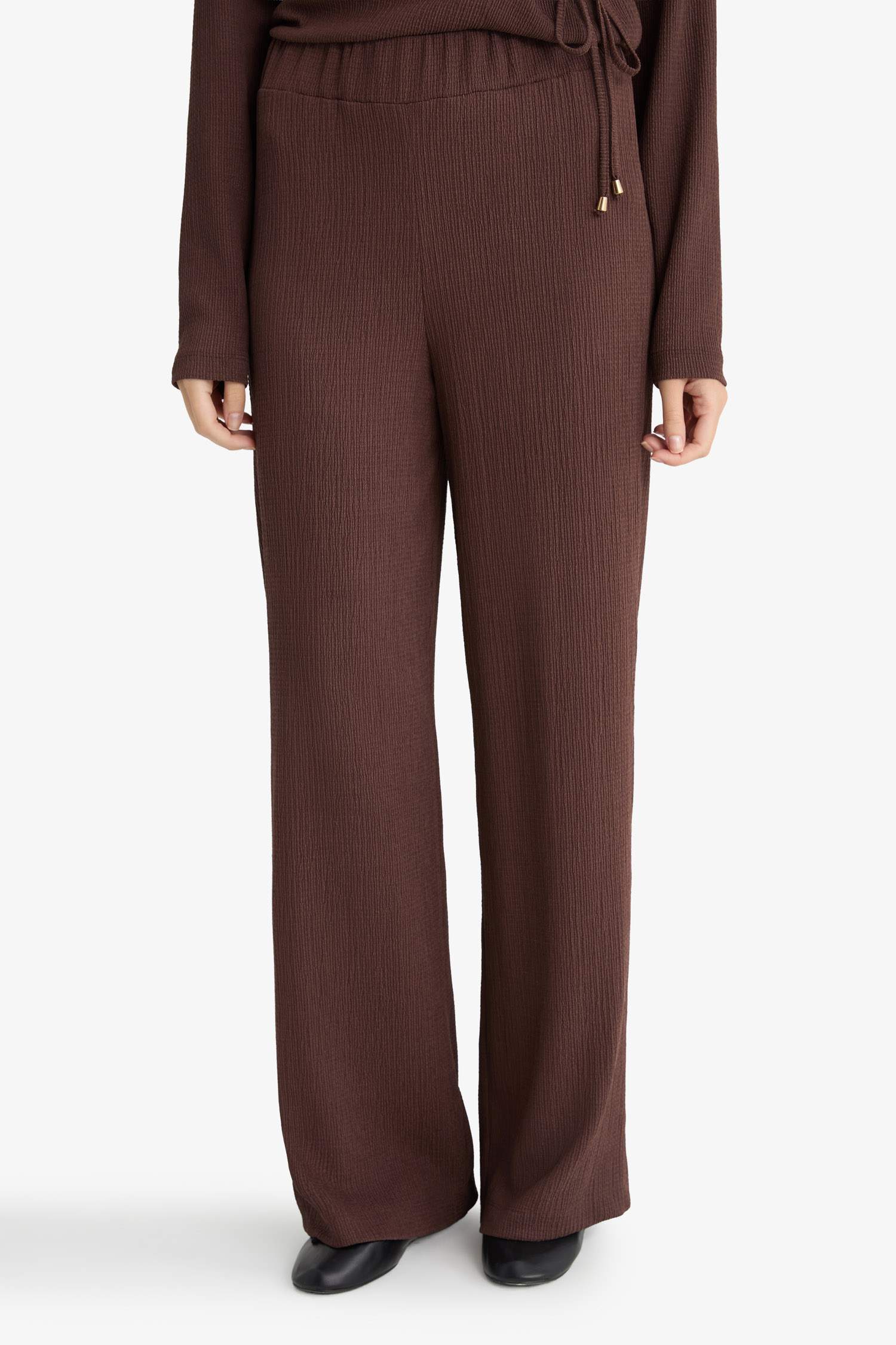 سروال القماش المنسوج قصة مستقيمة برجل عادي