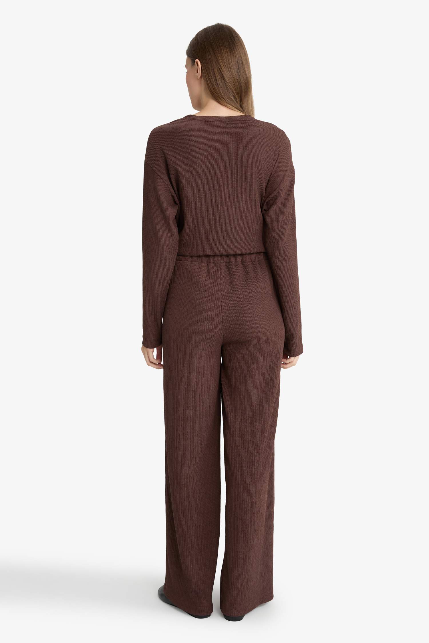 سروال القماش المنسوج قصة مستقيمة برجل عادي