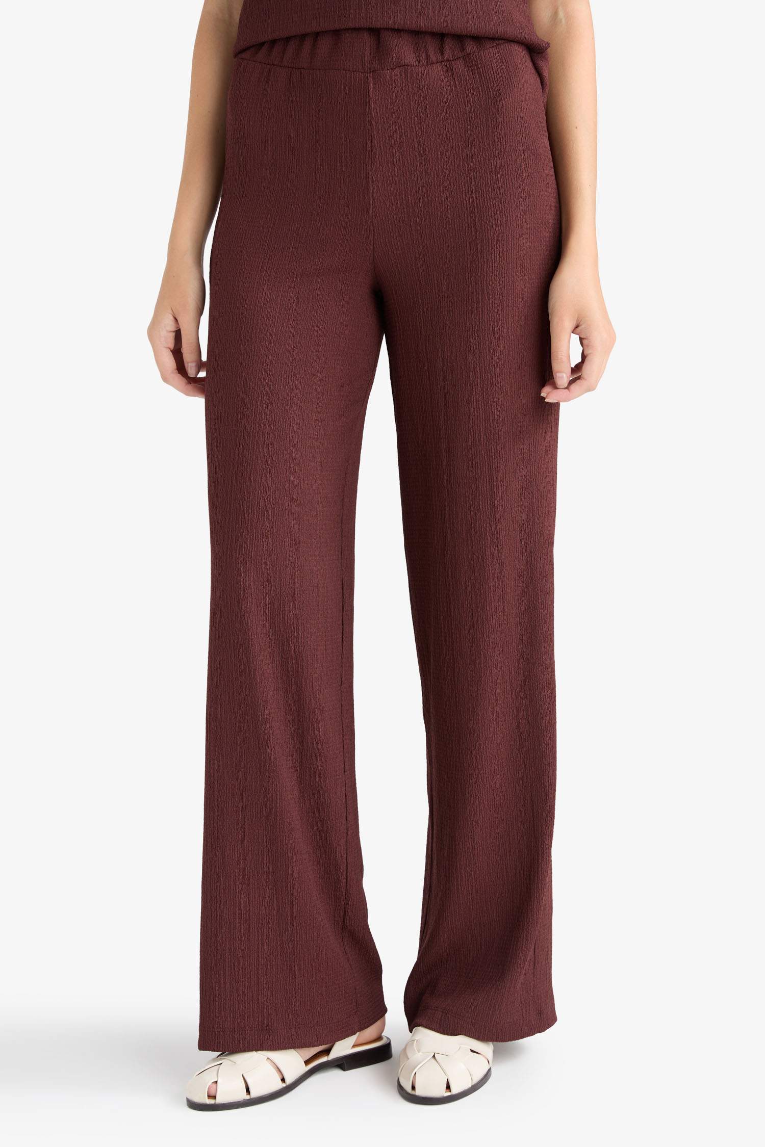 سروال القماش المنسوج قصة مستقيمة برجل عادي