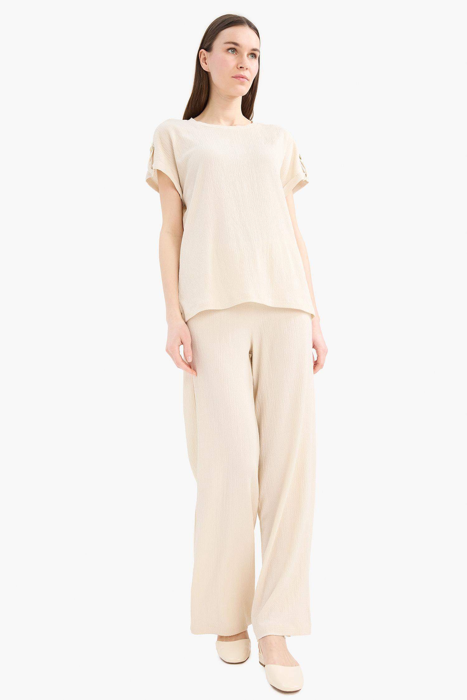 Wide Leg Flexible Waist Trousers