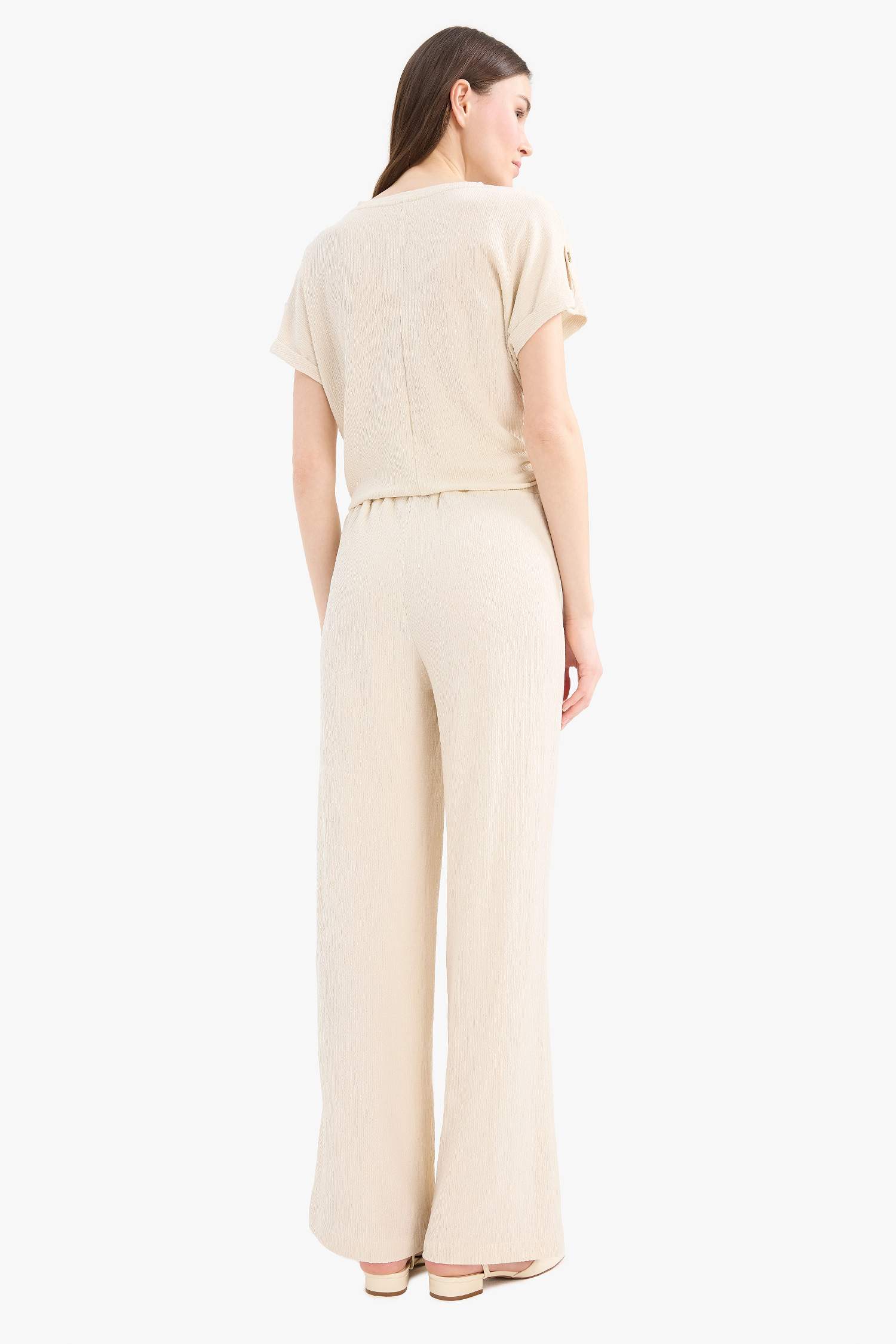 Wide Leg Flexible Waist Trousers