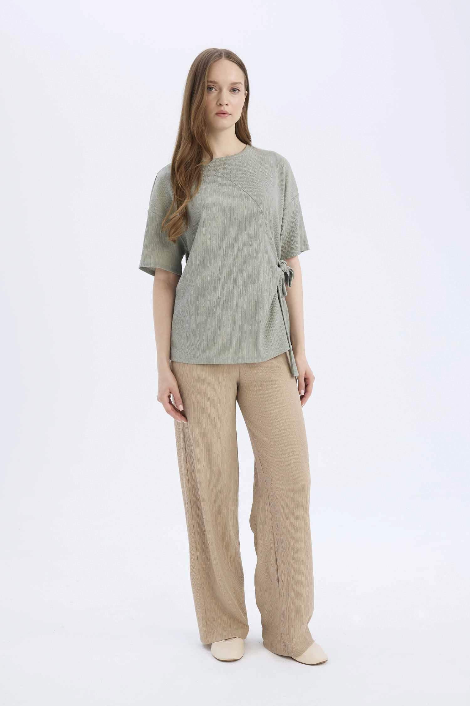 سروال واسع عادي بخصر مطاطي