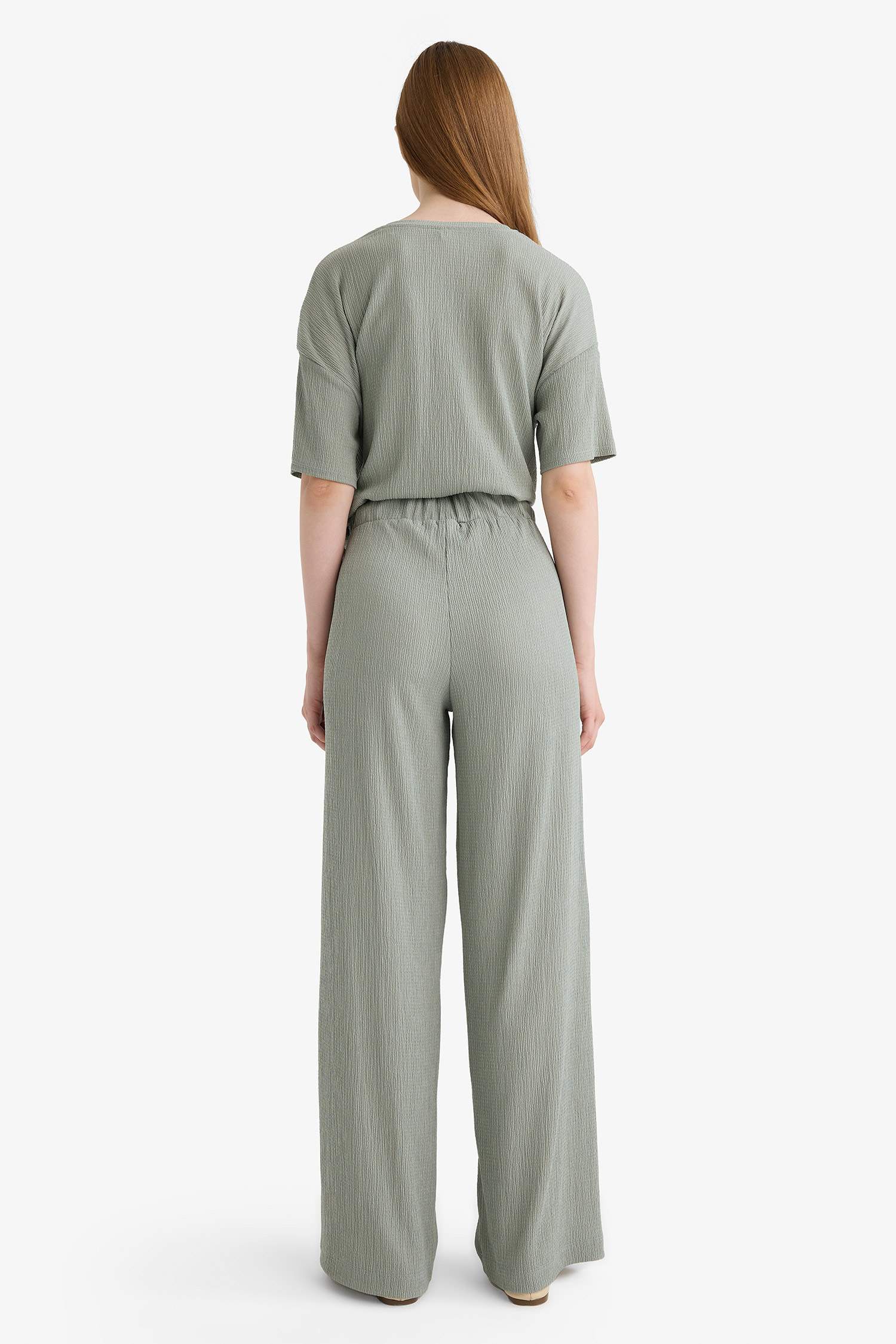 Pantalon plissé large à taille élastique