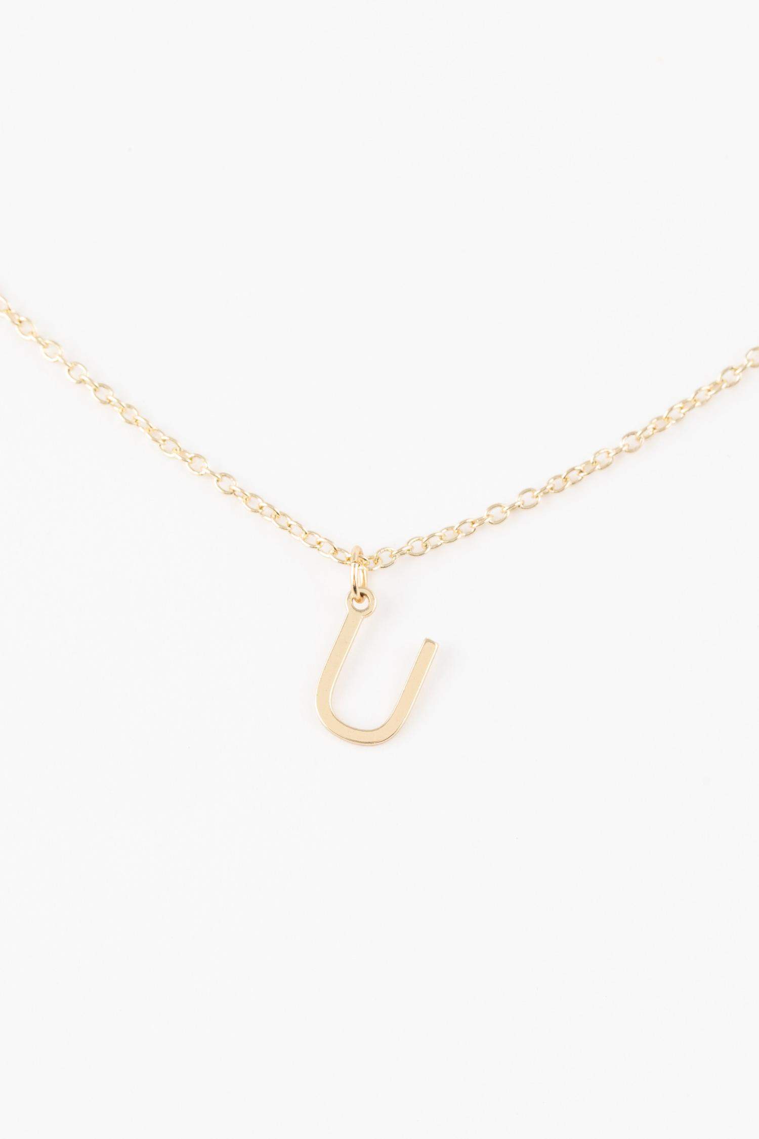 Kadın U Harfli Gold Kolye