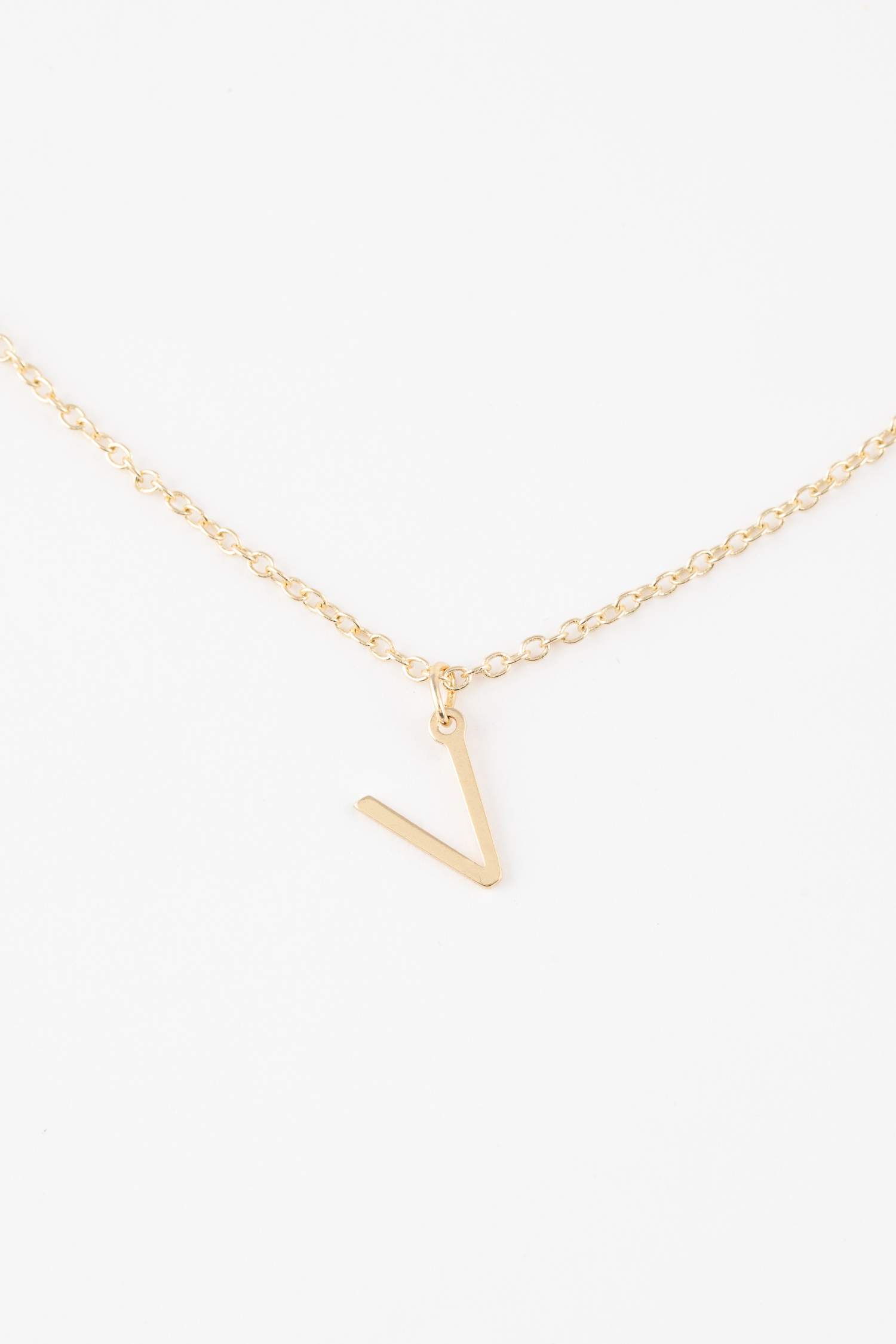 Kadın V Harfli Gold Kolye