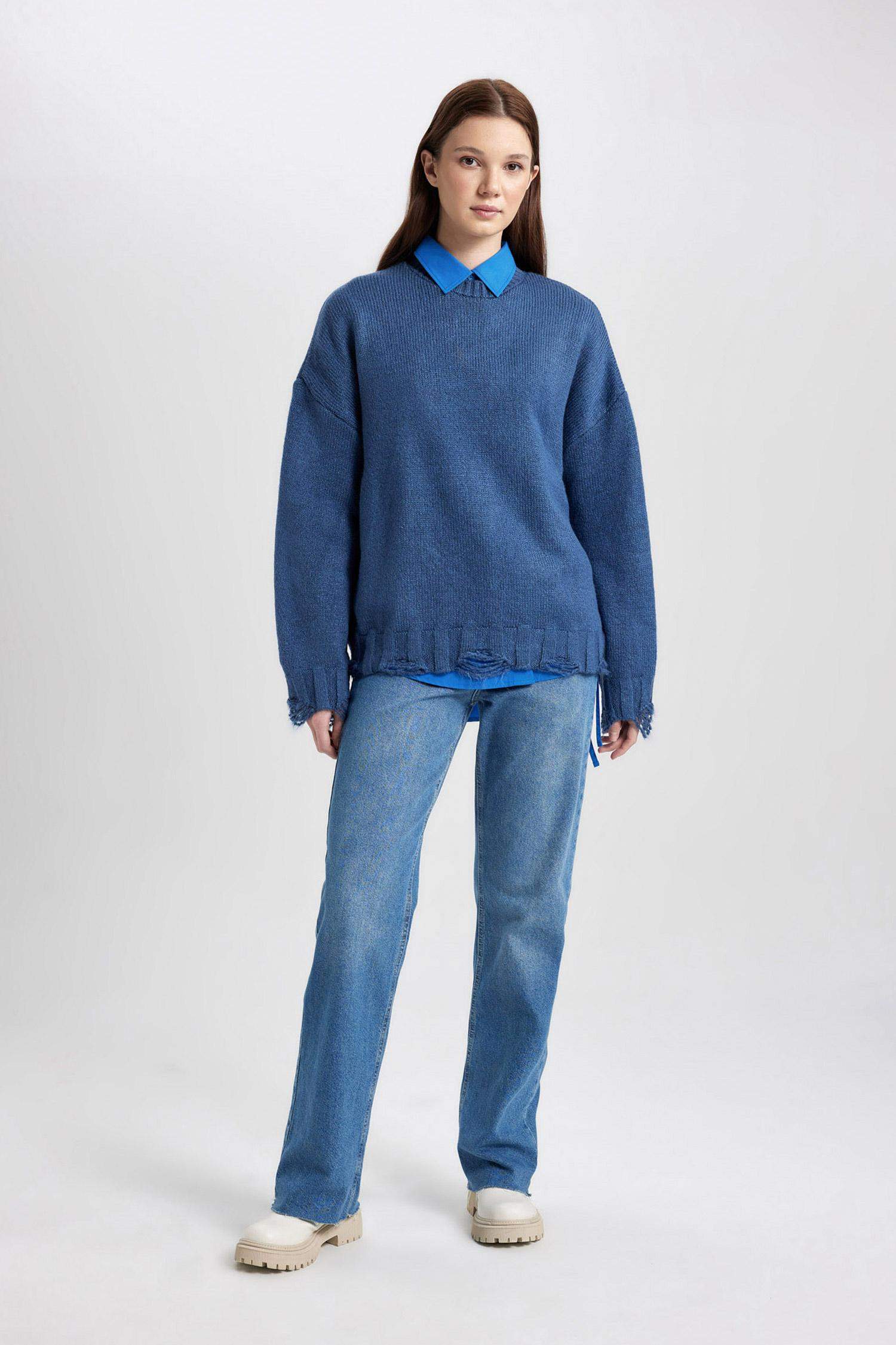 Regular Fit Basic Knitted Pullover Tunic