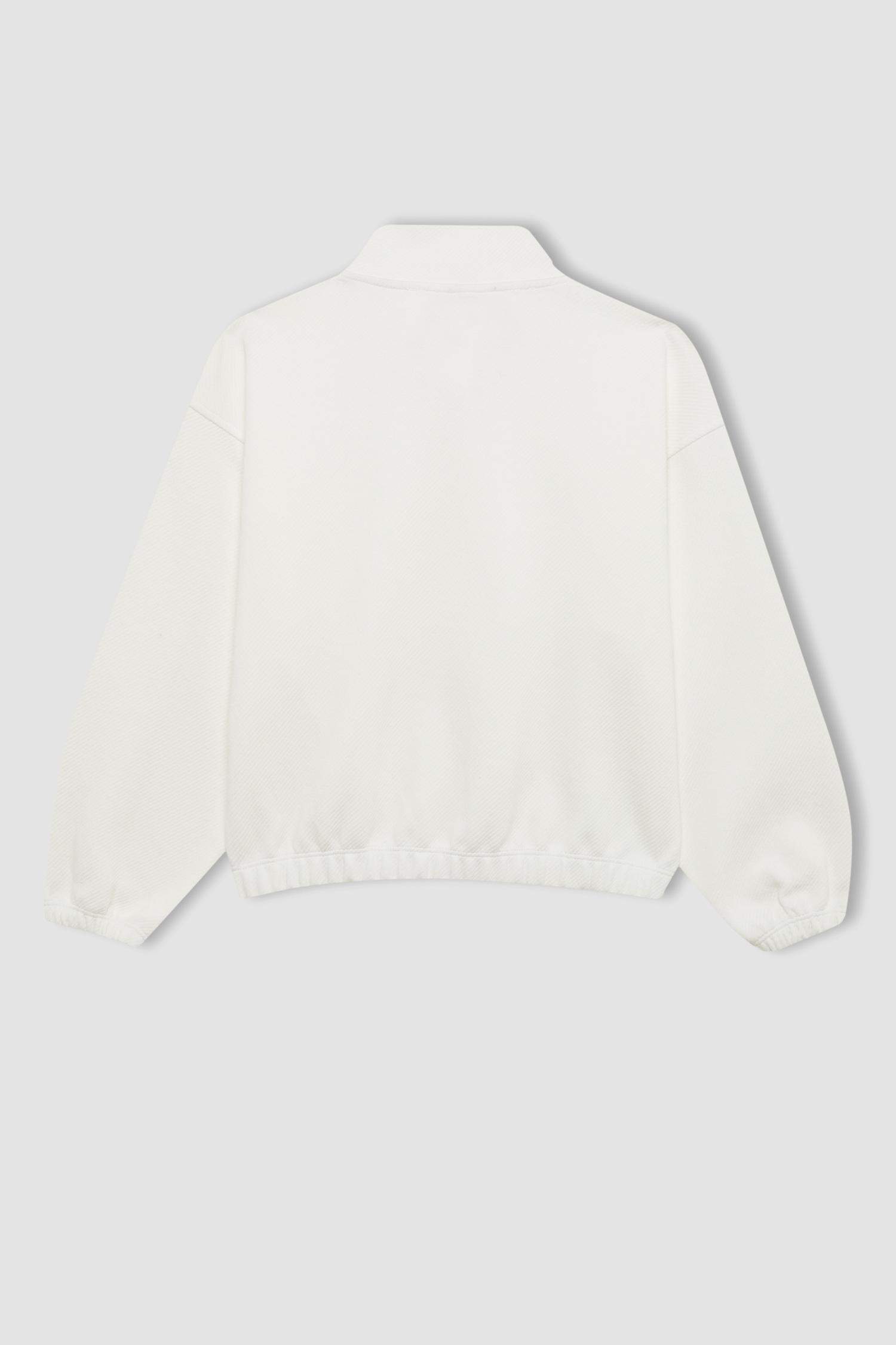 Kız Çocuk Oversize Geniş Kalıp Polo Yaka Düğmeli Sweatshirt