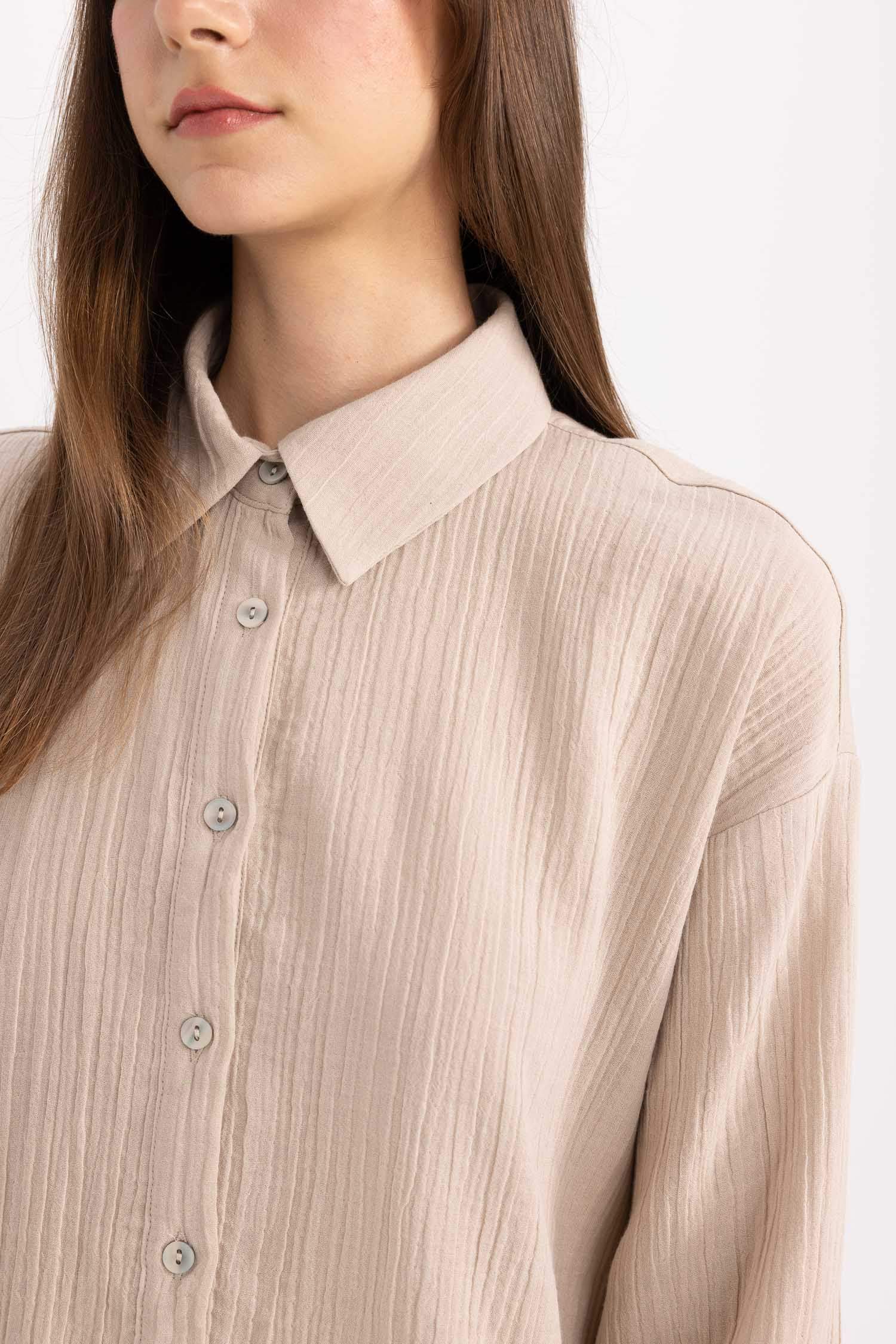 Relax Fit Müslin Uzun Kollu Gömlek Tunik