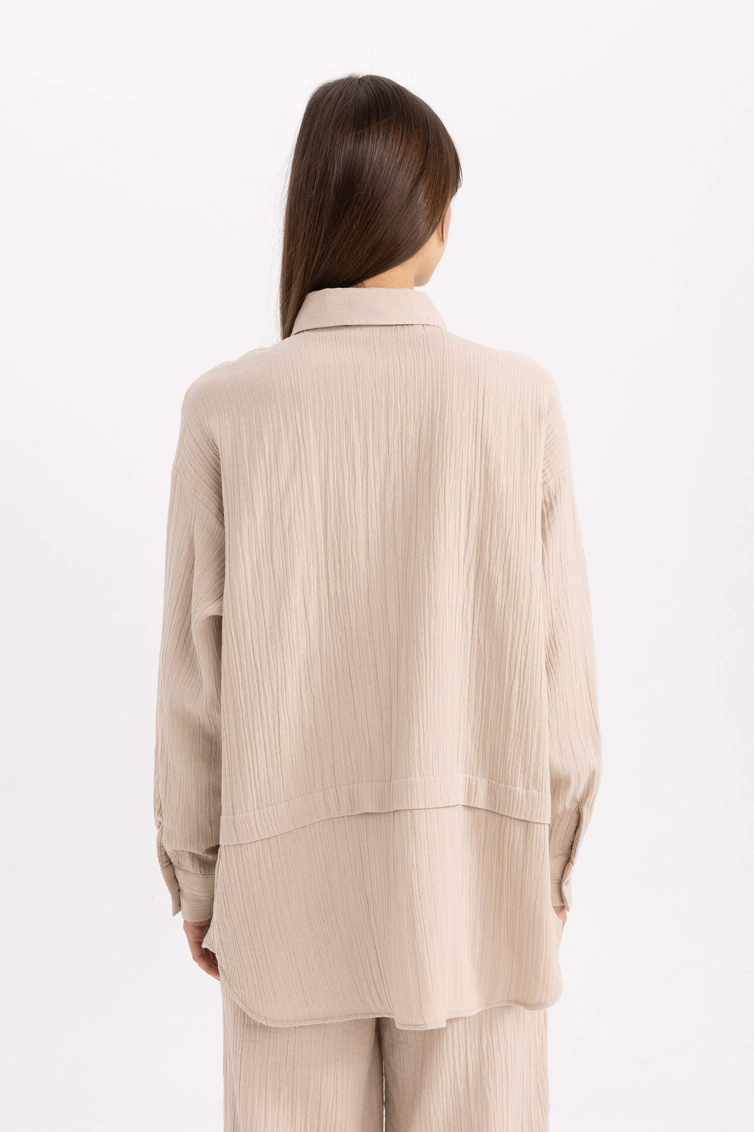 Relax Fit Müslin Uzun Kollu Gömlek Tunik