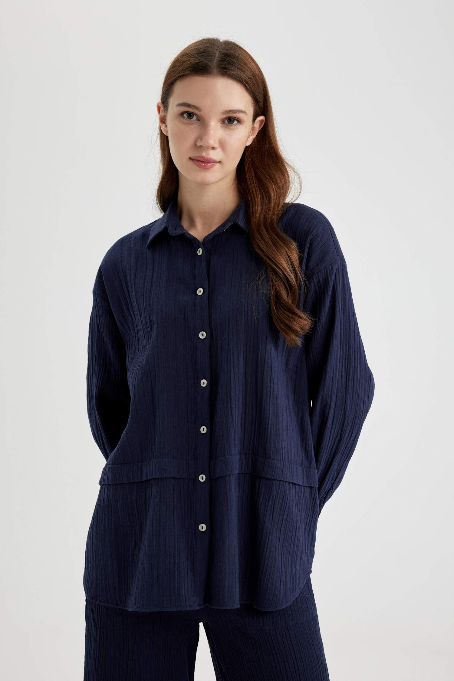 Relax Fit Müslin Uzun Kollu Gömlek Tunik