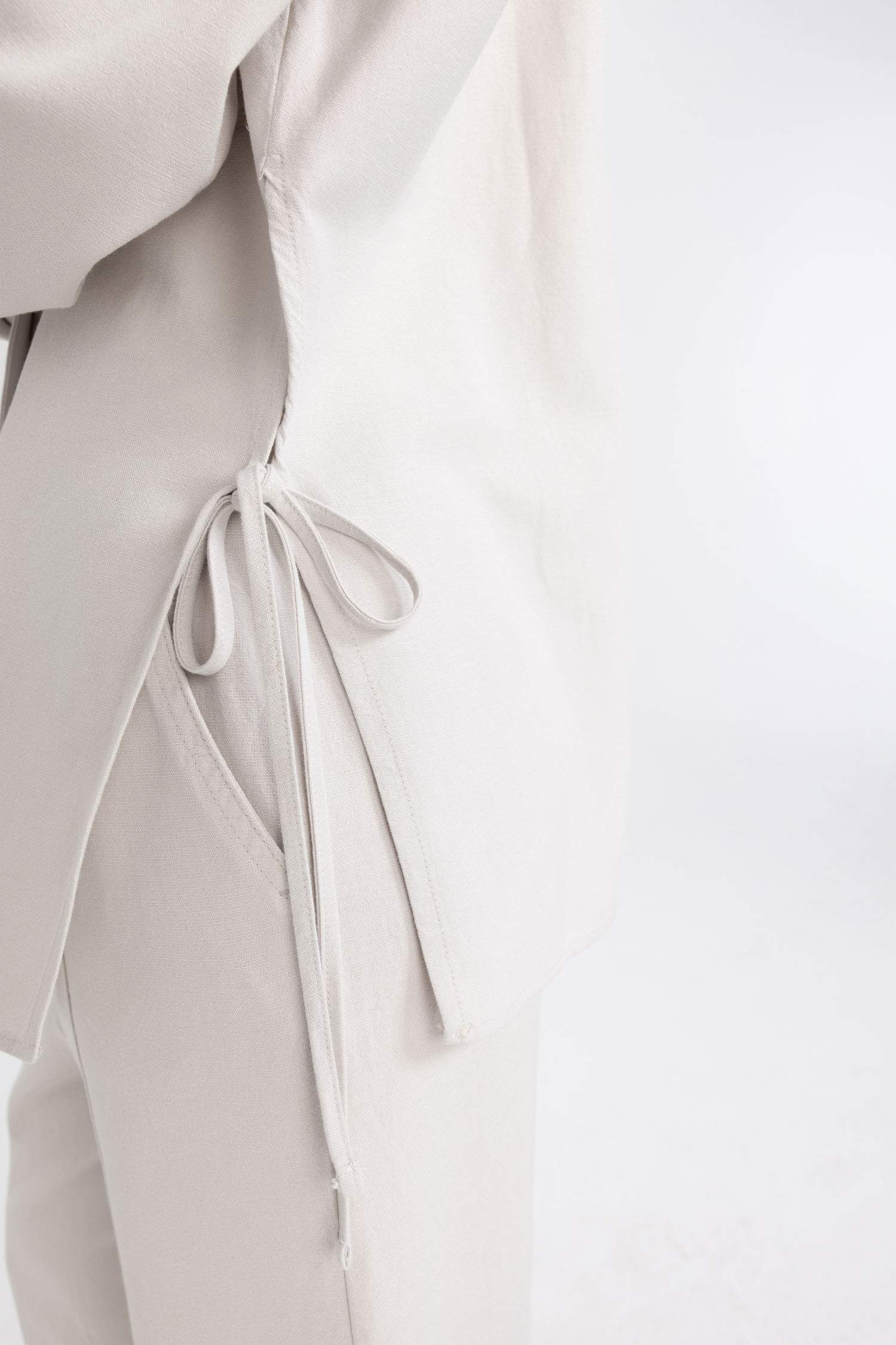 كيمونو كتان قصة مريحة بياخة V