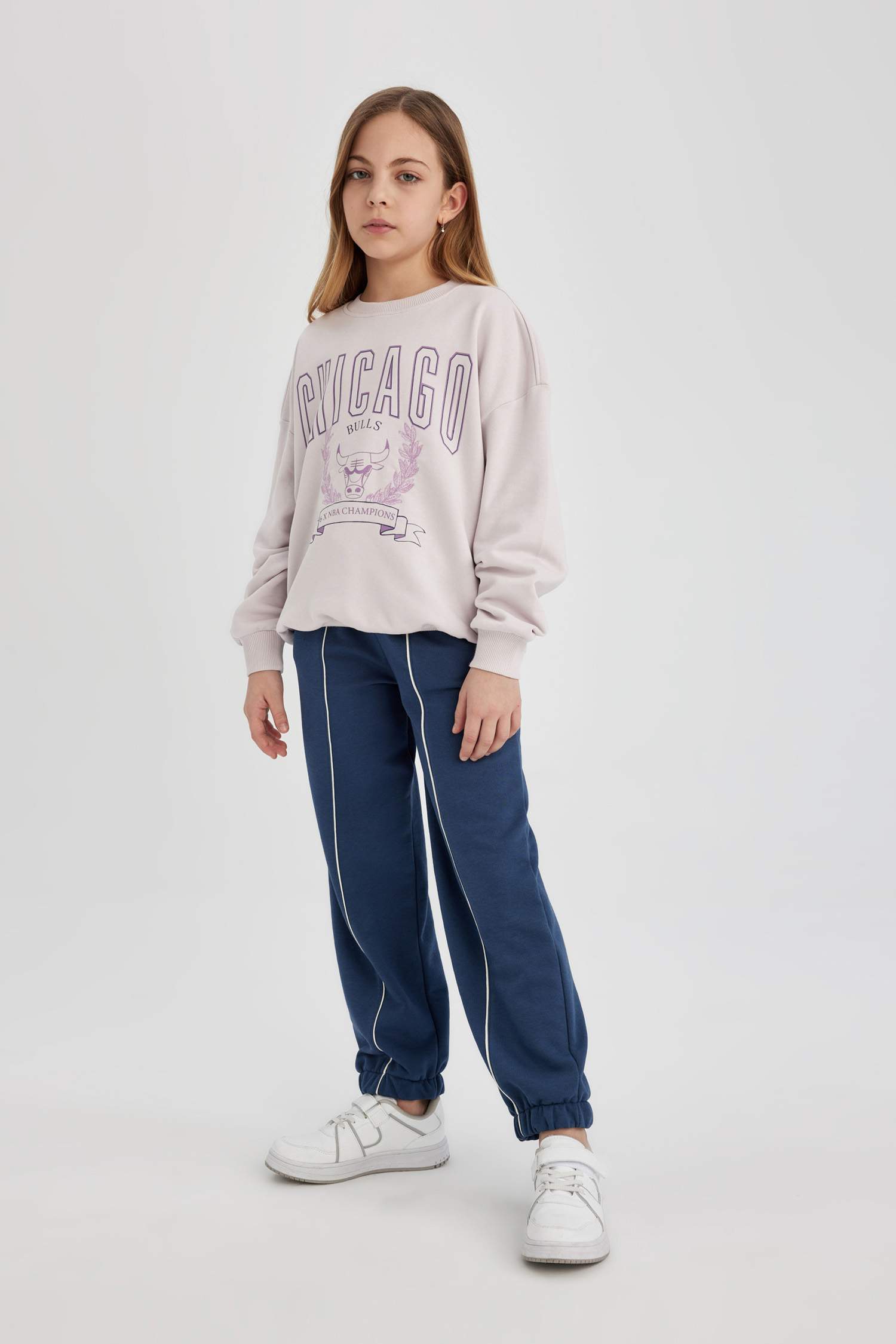 Kız Çocuk Loose Fit Beli Bağcıklı Lastikli Paça Cepli Jogger Eşofman Altı