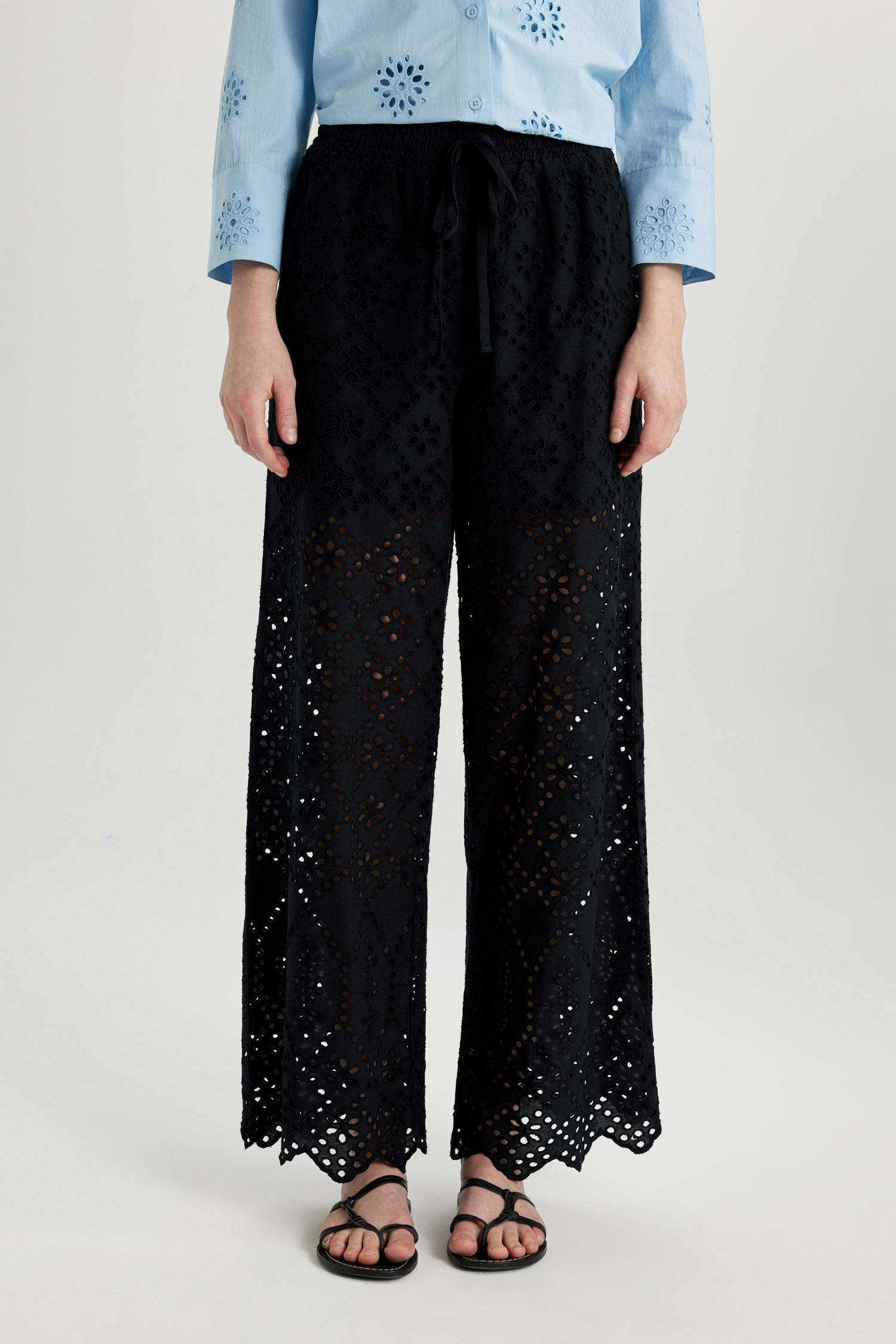 Wide Leg Pocket High Waist Long Trousers