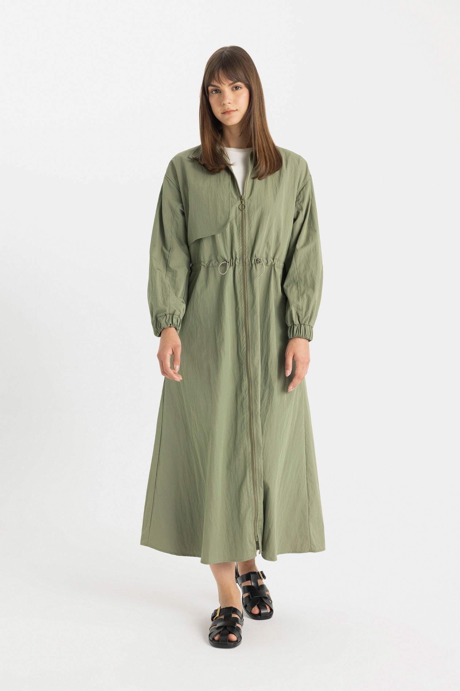 Shirt Collar Parachute Long Sleeve Dress