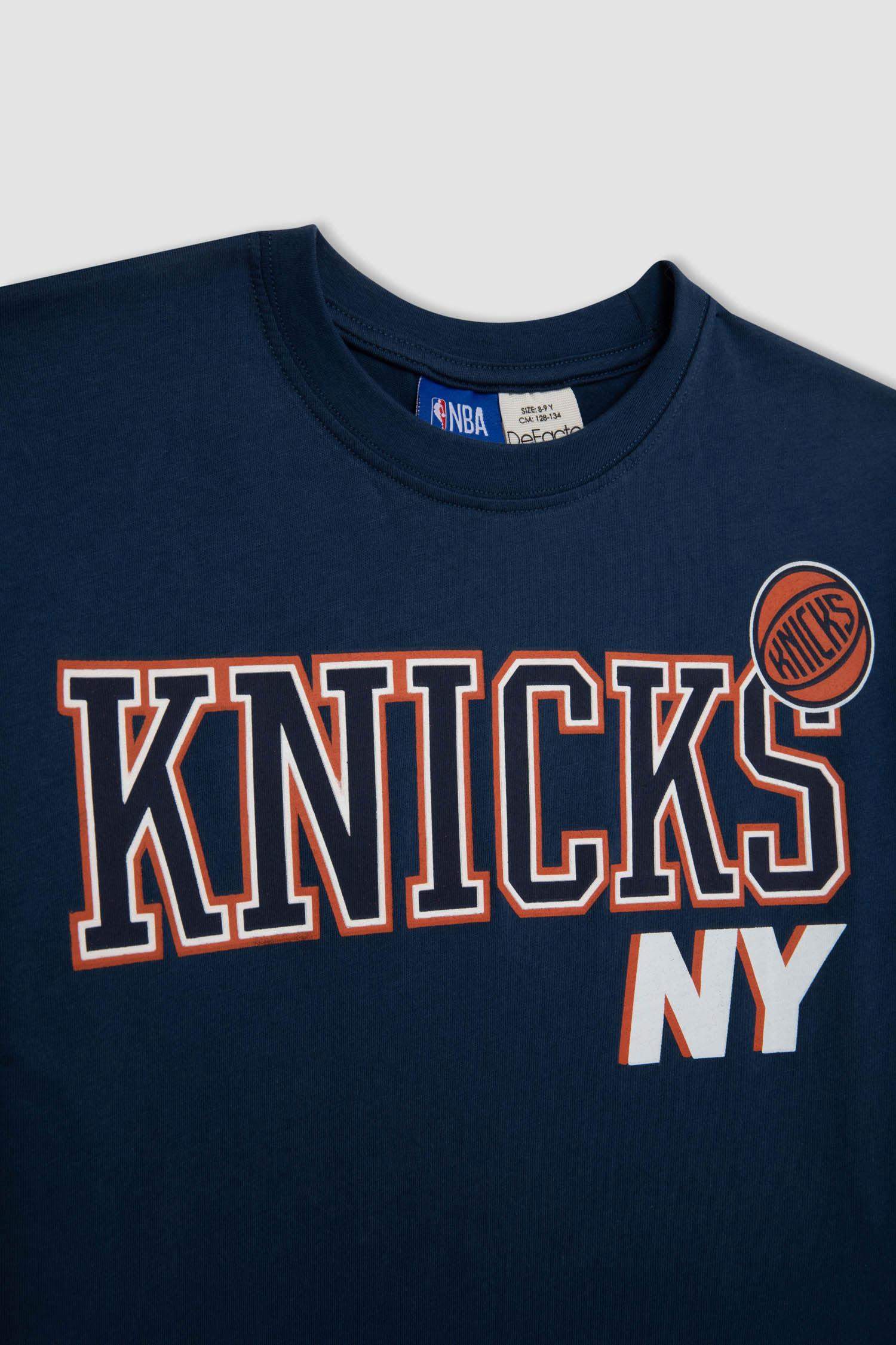Erkek Çocuk NBA New York Knicks Oversize Geniş Kalıp Bisiklet Yaka Kısa Kollu Tişört