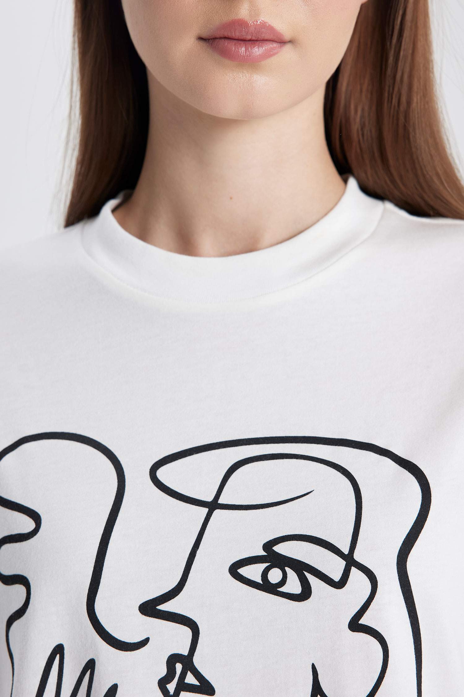 Tunique coupe régulière Coton épais imprimé Col Rond à Manches Courtes