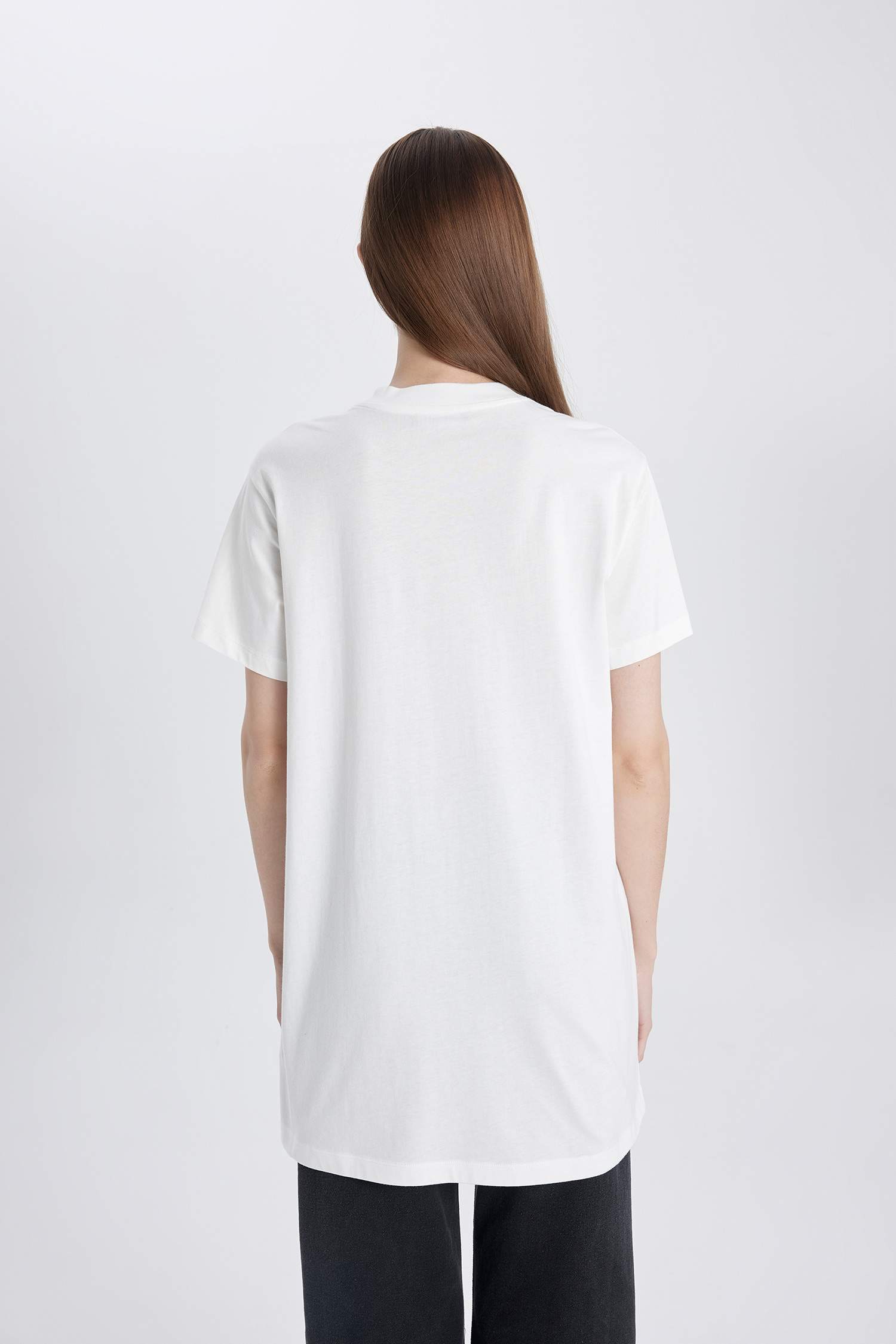 Tunique coupe régulière Coton épais imprimé Col Rond à Manches Courtes